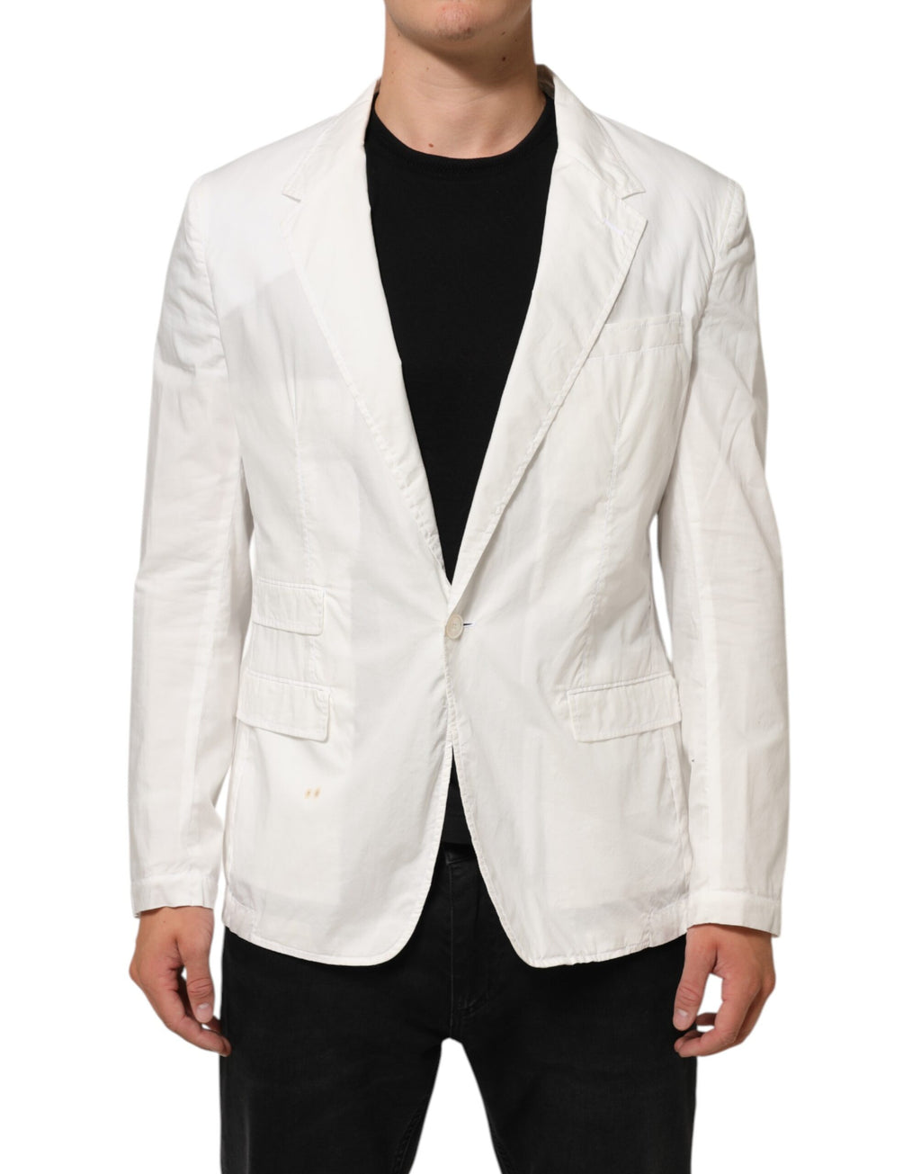 White Cotton 1 Button Men Suit Blazer