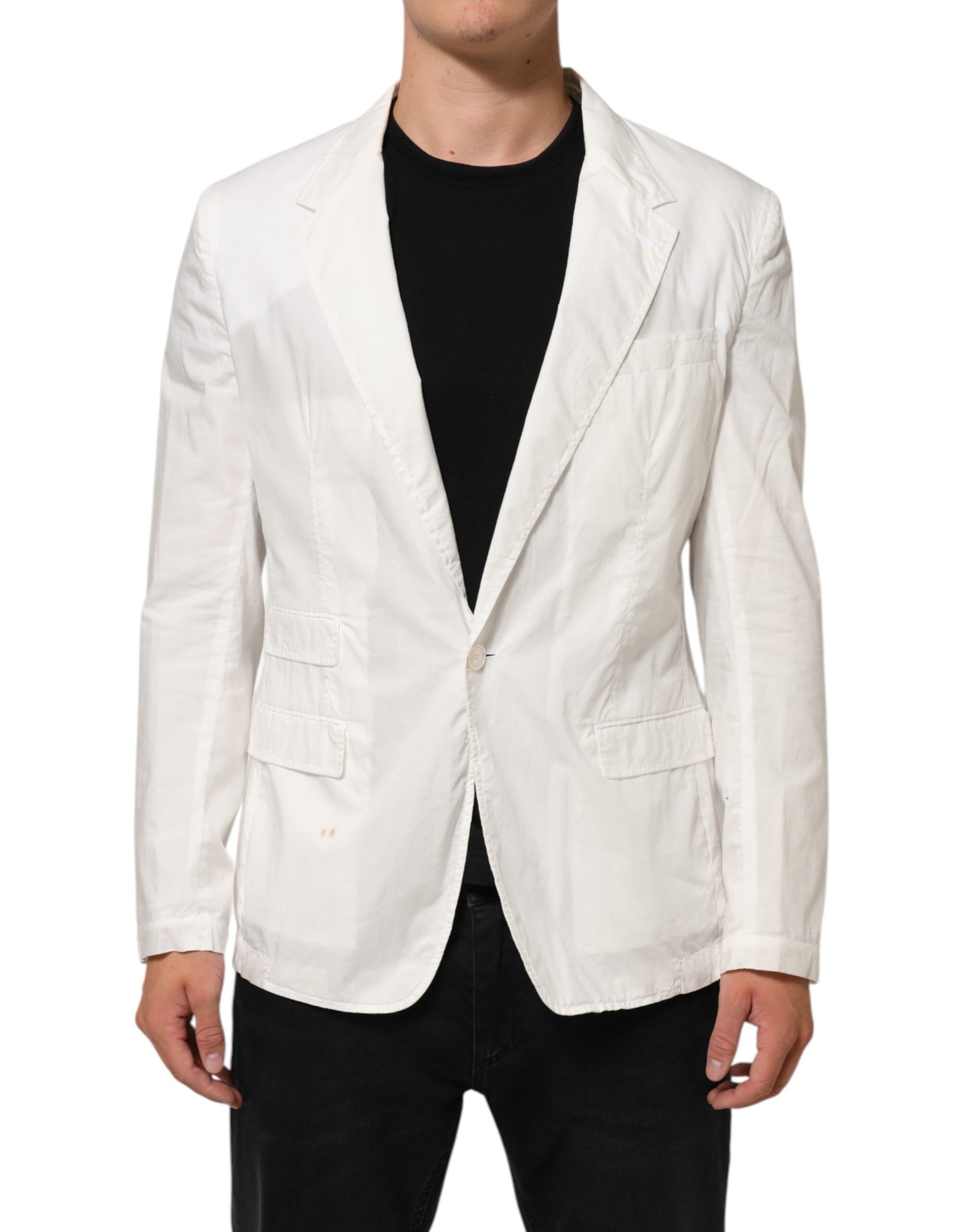 White Cotton 1 Button Men Suit Blazer