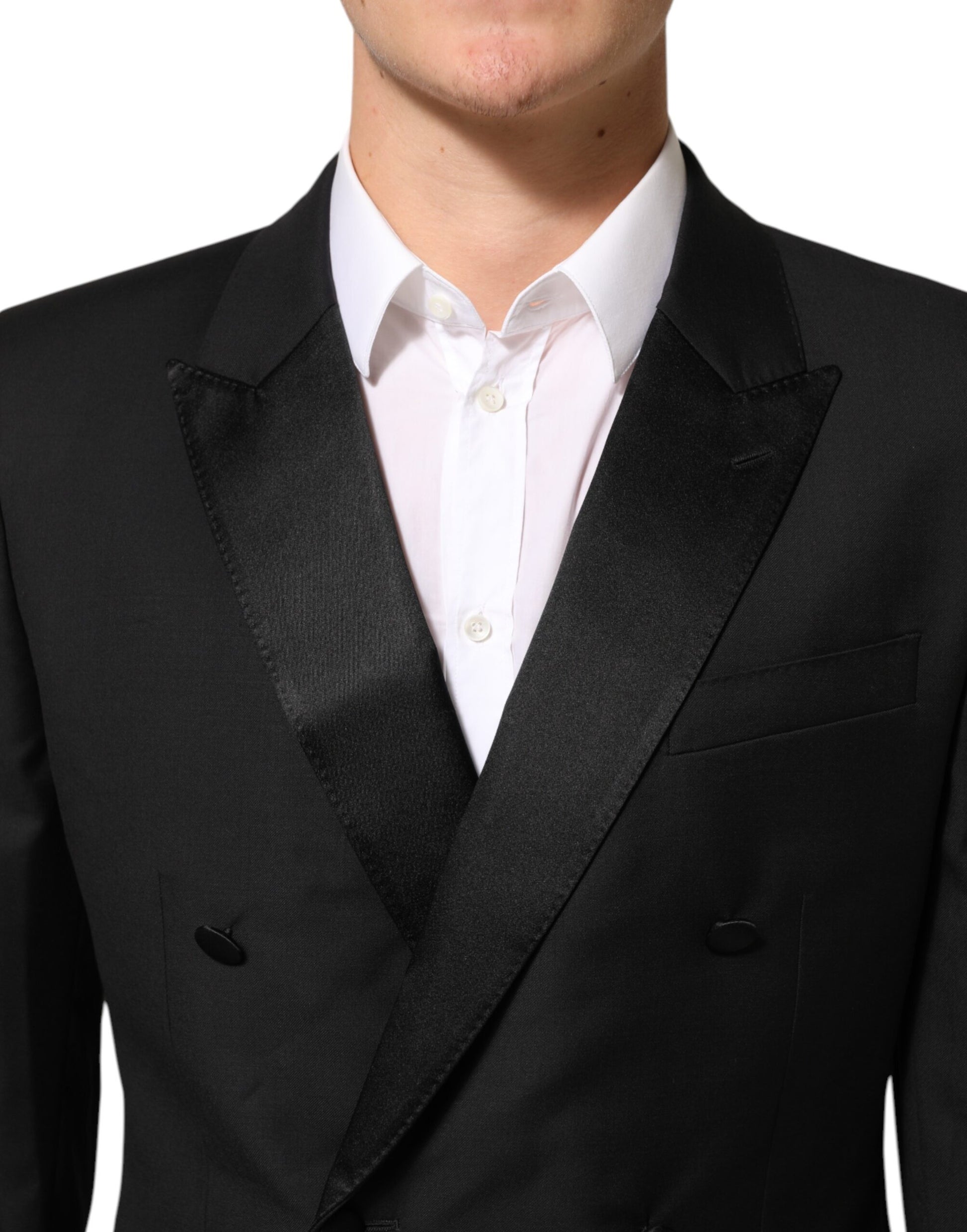 Black MARTINI Double-Breasted Suit Blazer