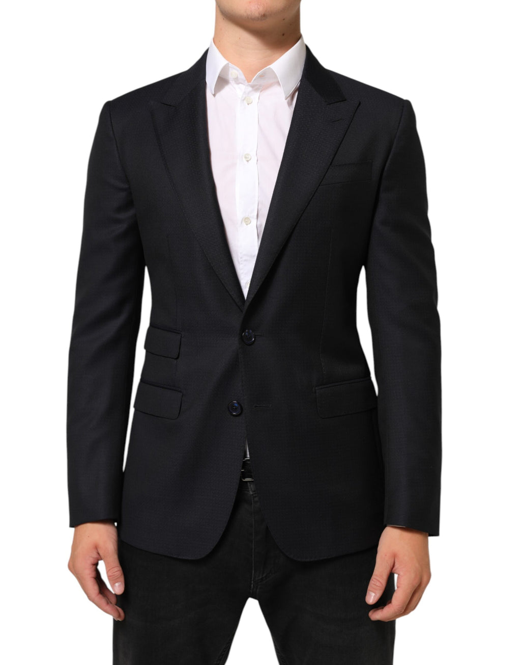 Black Wool NAPOLI 2 Button Men Suit Blazer