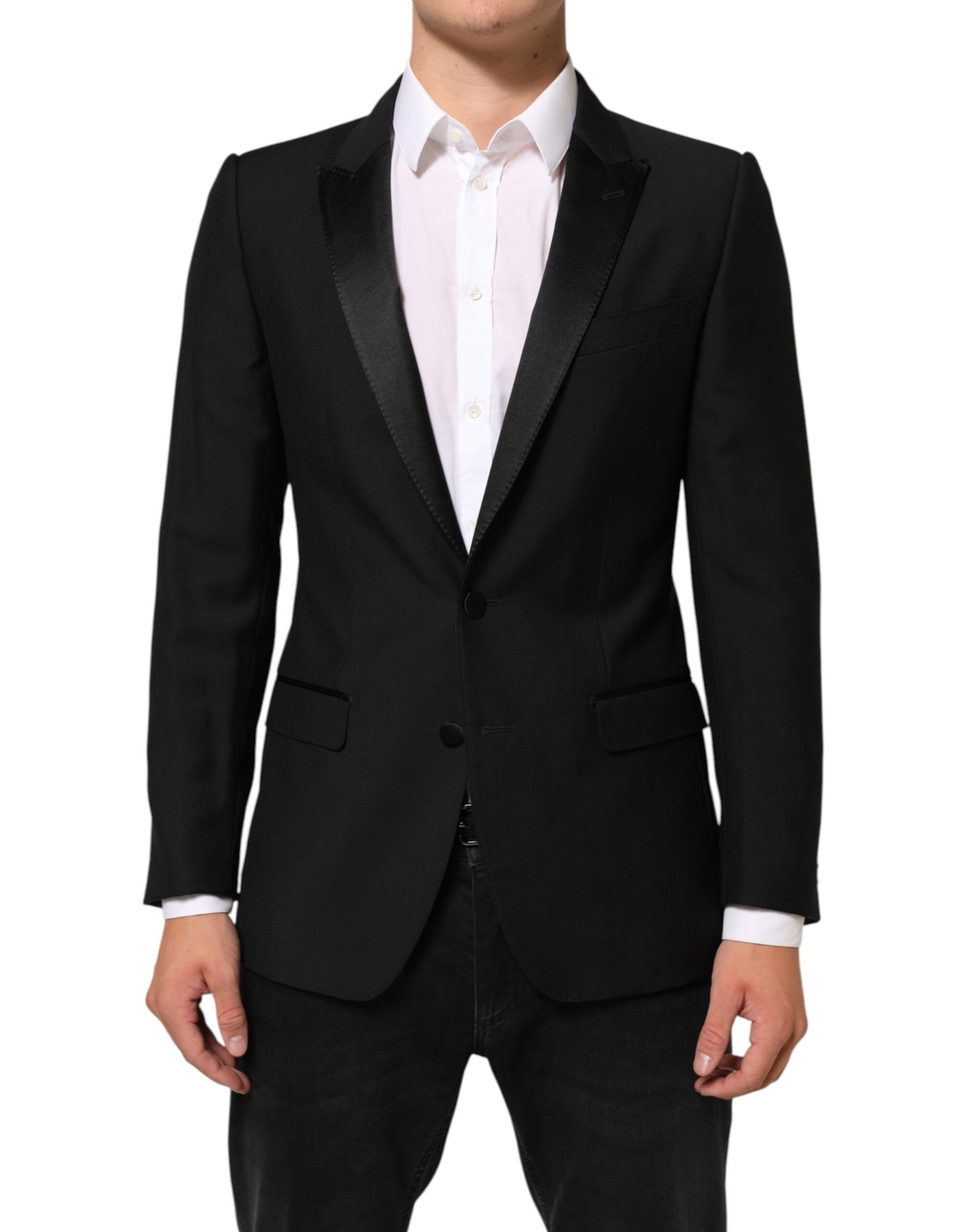 Black Wool MARTINI 2 Button Men Suit Blazer