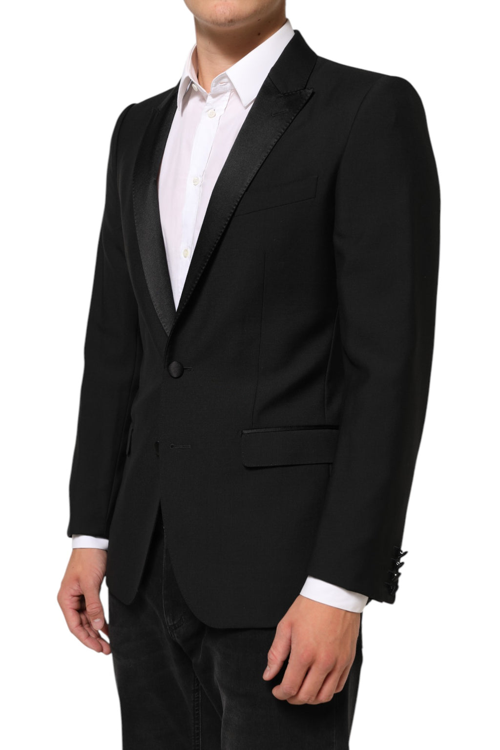Black Wool MARTINI 2 Button Men Suit Blazer