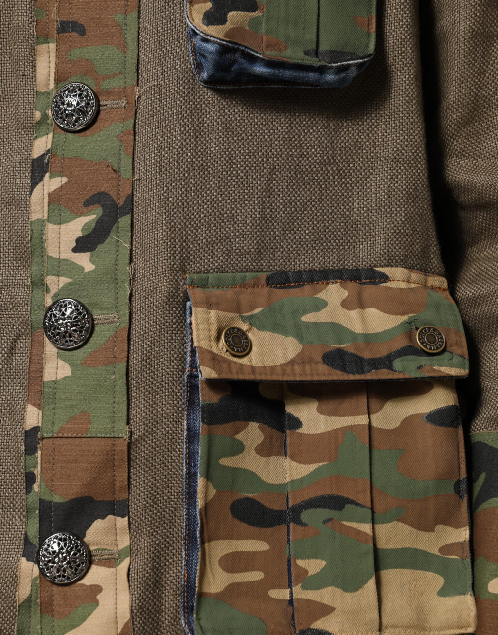 Brown Camouflage Linen Button Down Jacket