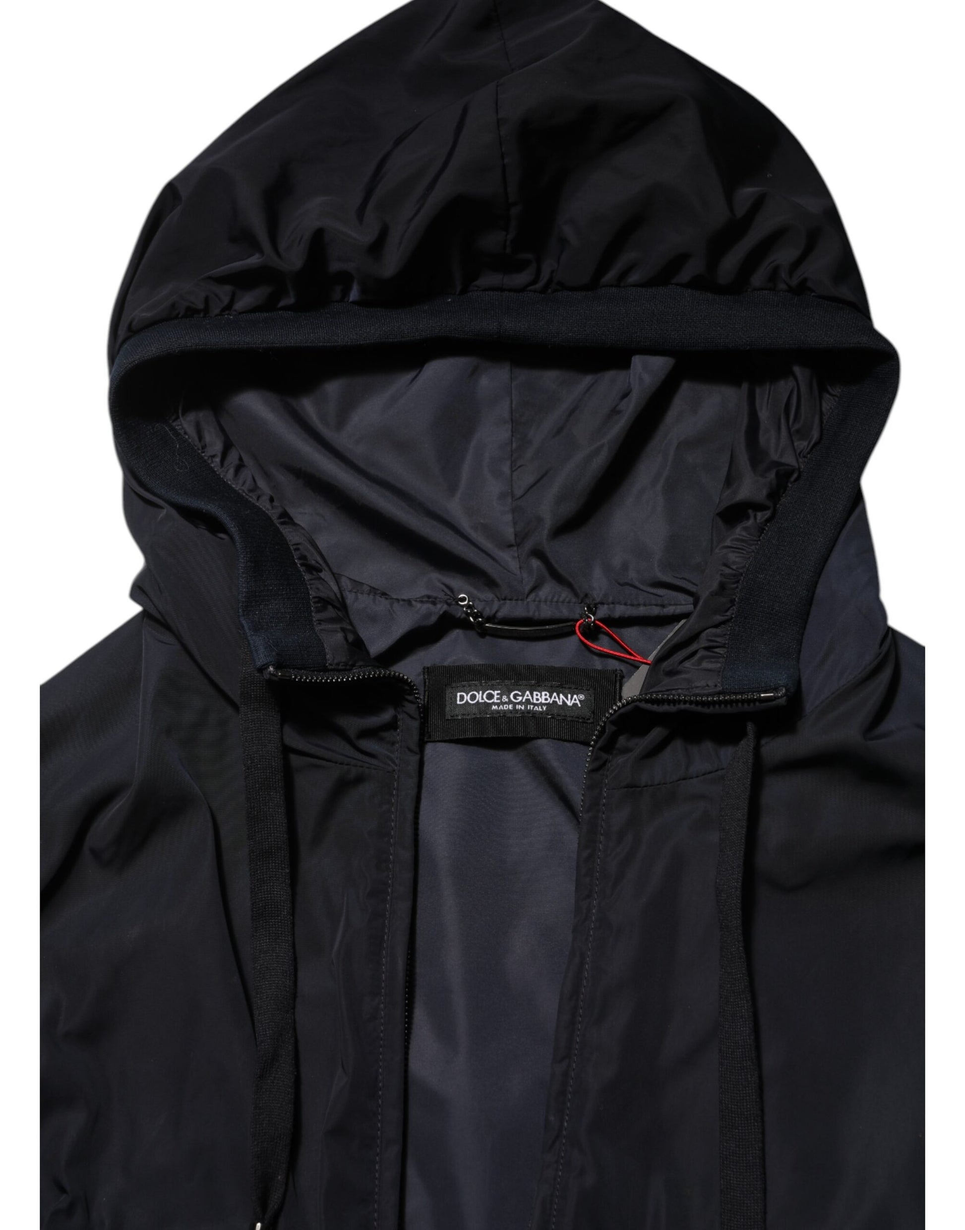 Blue Logo Tape Hooded Full Zip Bomber Jacket