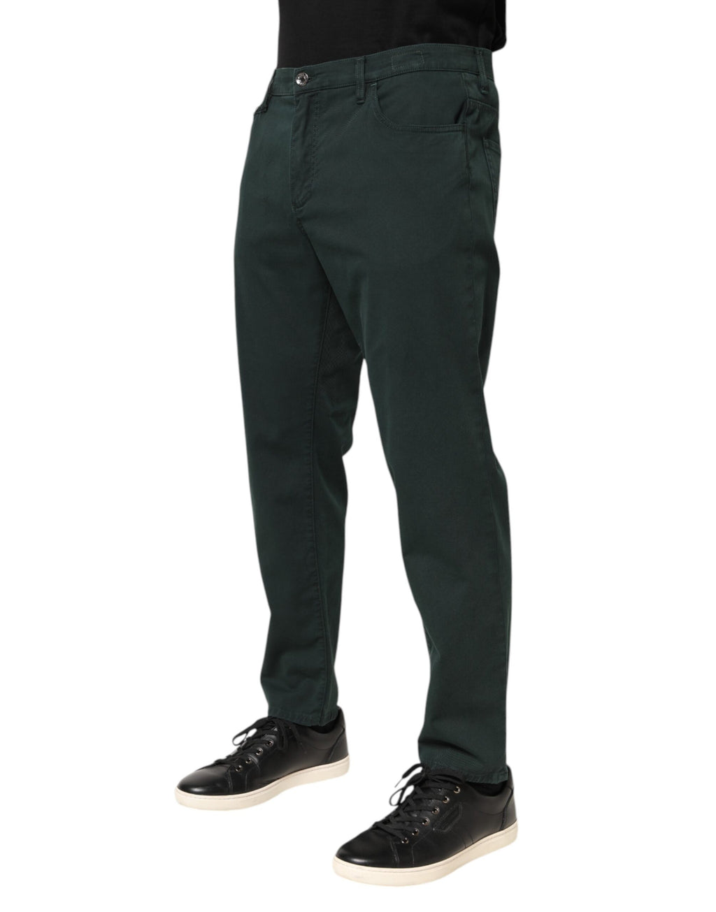 Green Cotton Stretch Men Loose Denim Jeans