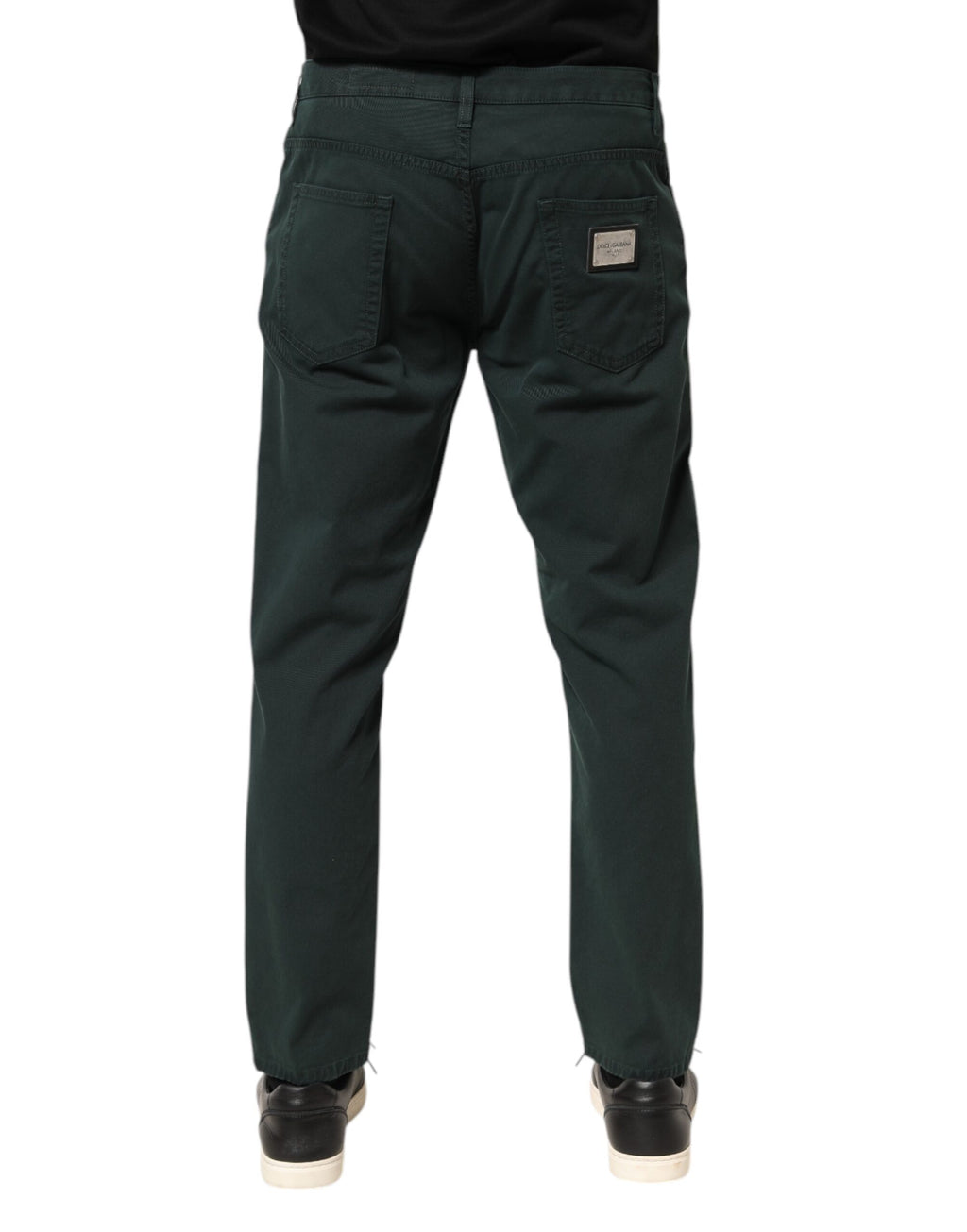 Green Cotton Stretch Men Loose Denim Jeans