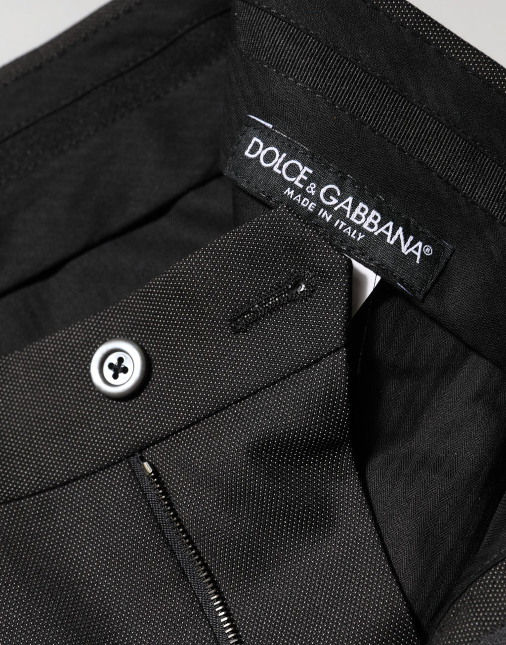 Black Polyester Mid Waist Dress Trouser Pants