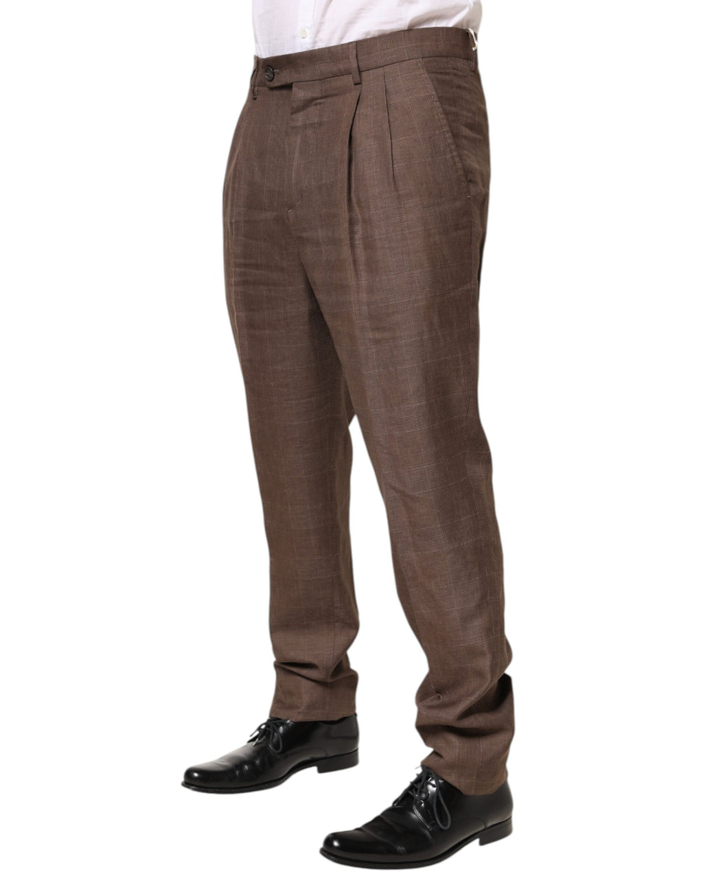 Brown Wool Mid Waist Dress Trouser Pants