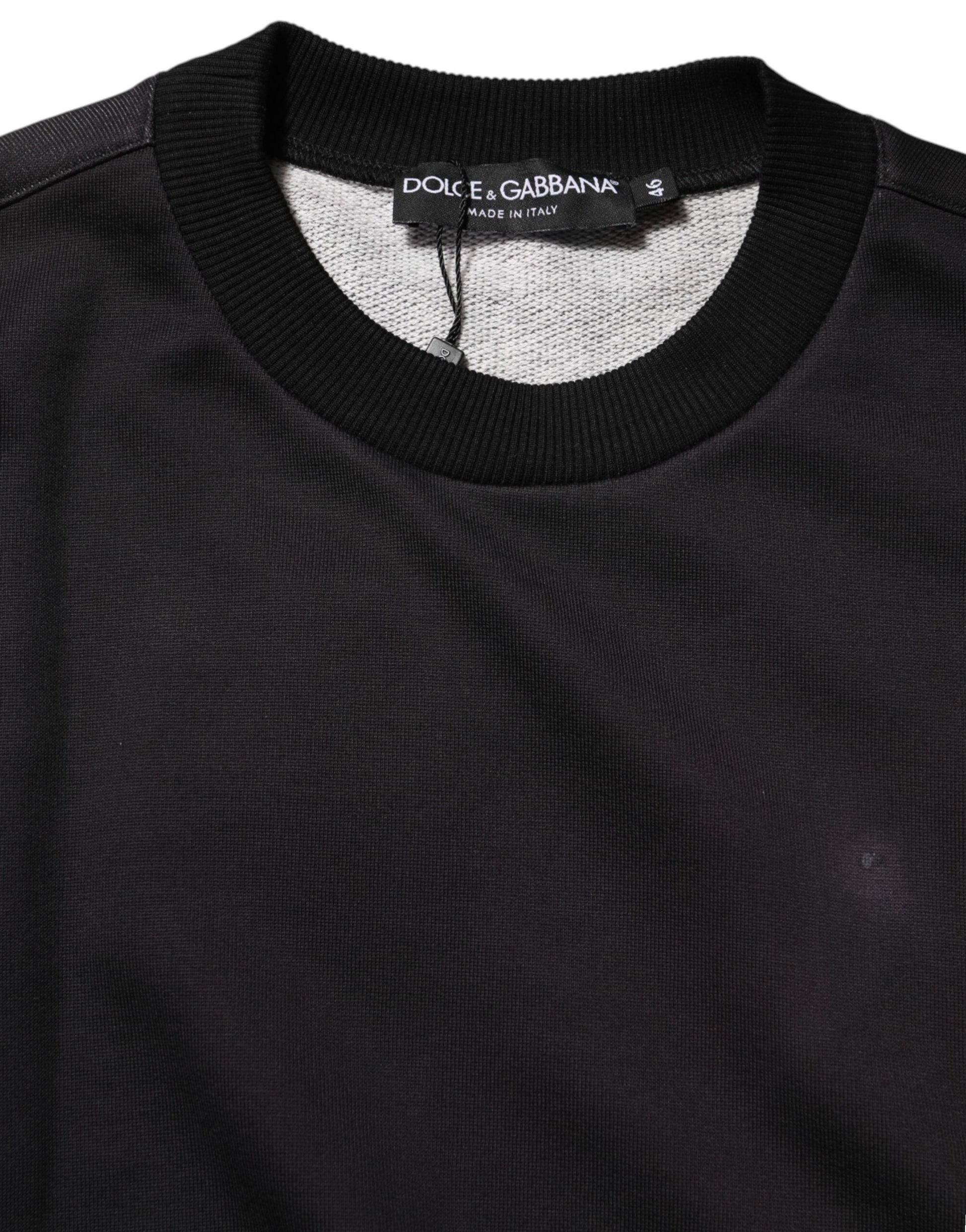 Black Logo Crew Neck Men Sweatshirt Sweater