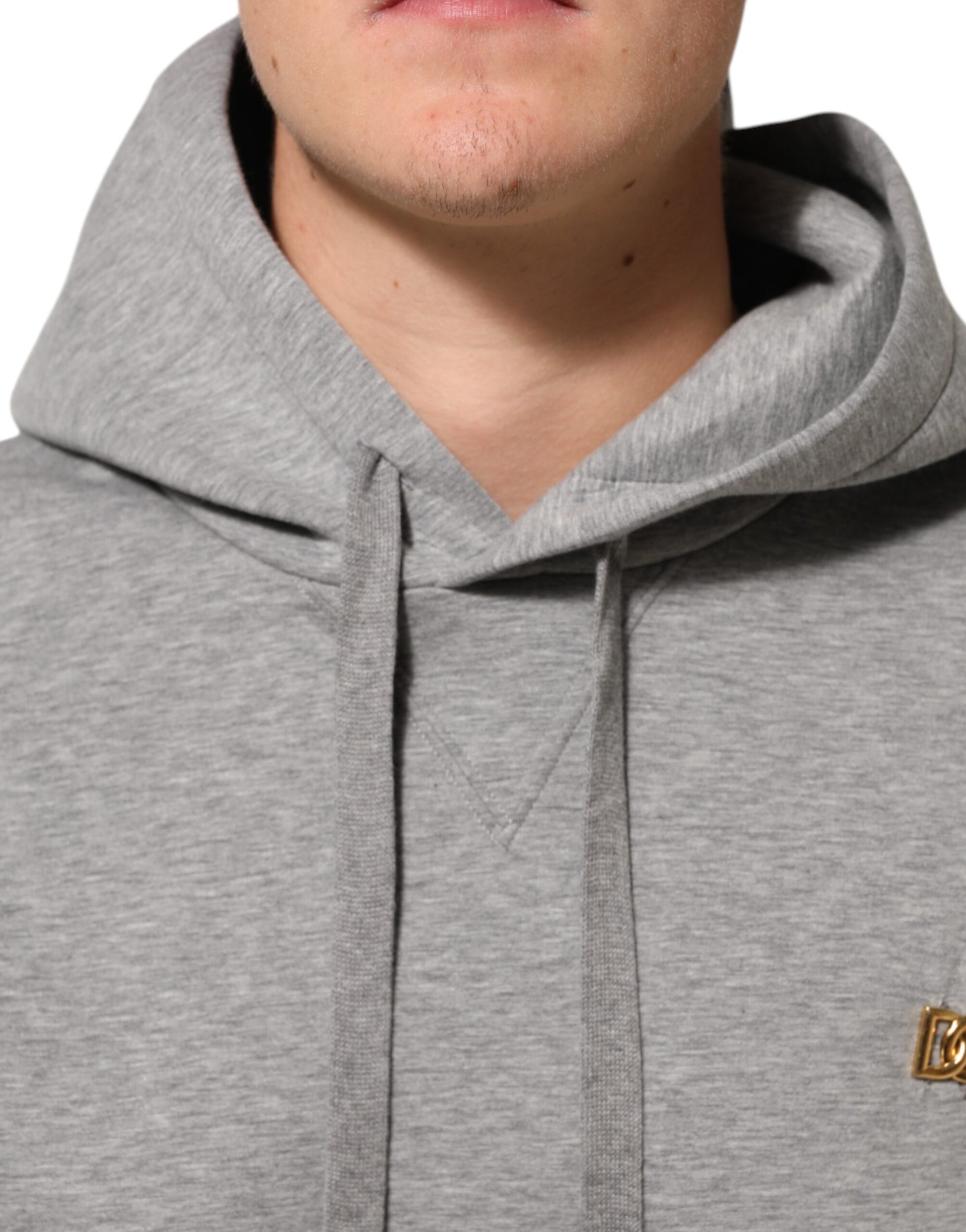 Gray Logo Cotton Hooded Sweatshirt Sweater