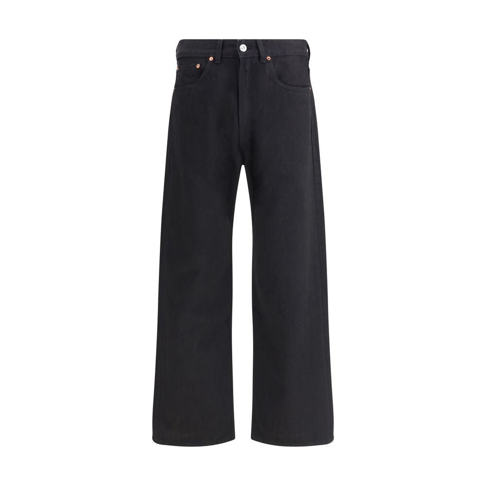 Black Cotton Straight-Leg Jeans