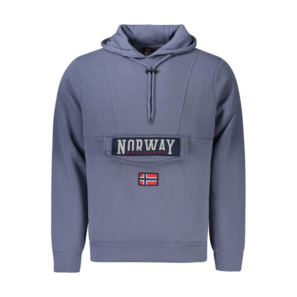 Blue Cotton Men's Hooded Sweater