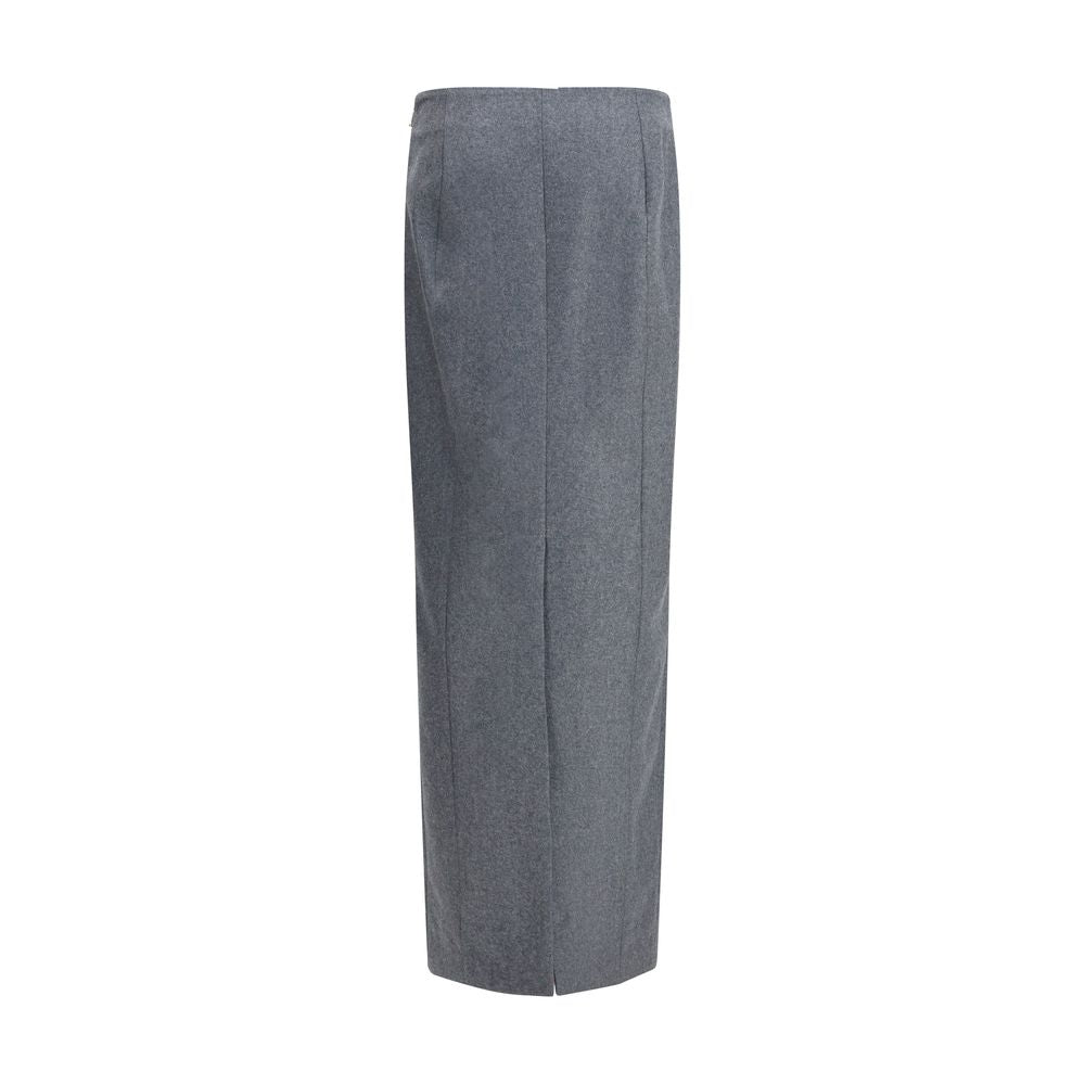 Gray Fleece Wool Long Skirt