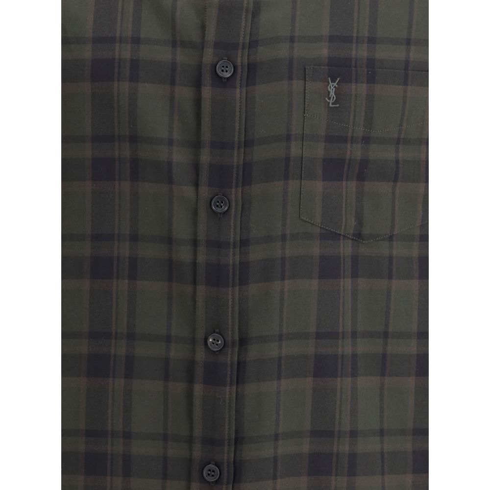 Green Cotton Pattern Shirt