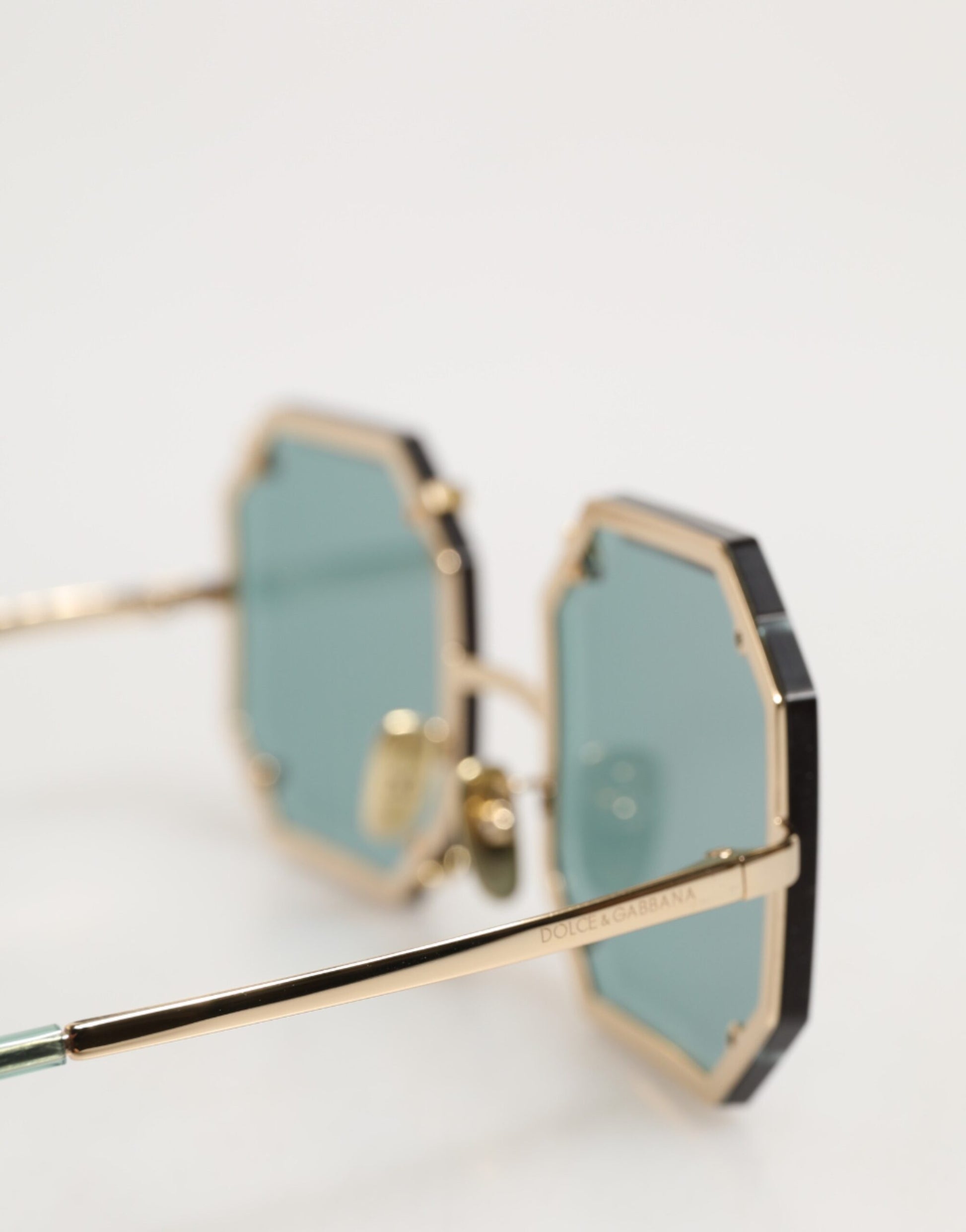 DG2216 Gold Square Frame Green Lens Shades Sunglasses