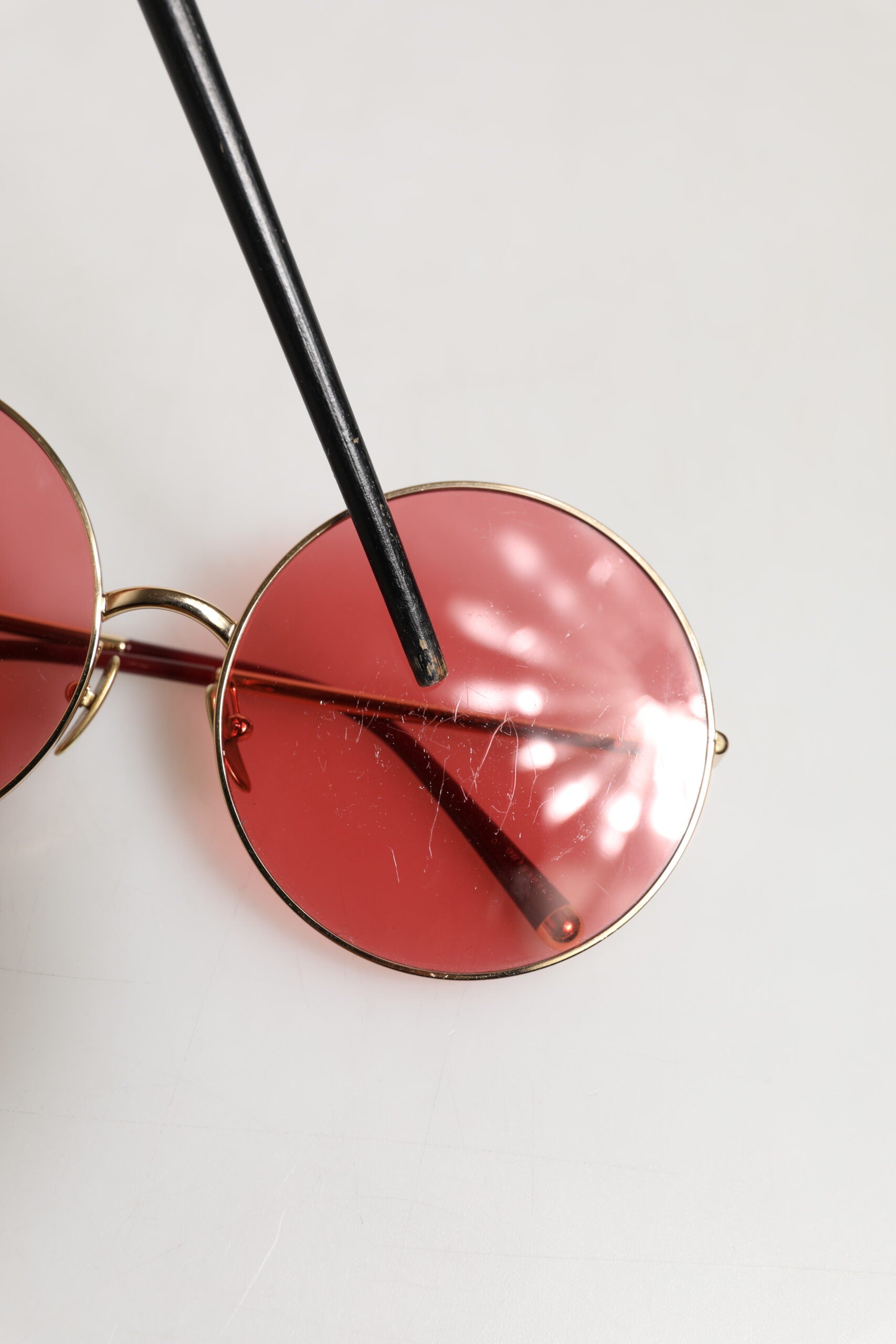 Pink Gold Metal Round Shades Eyewear Sunglasses