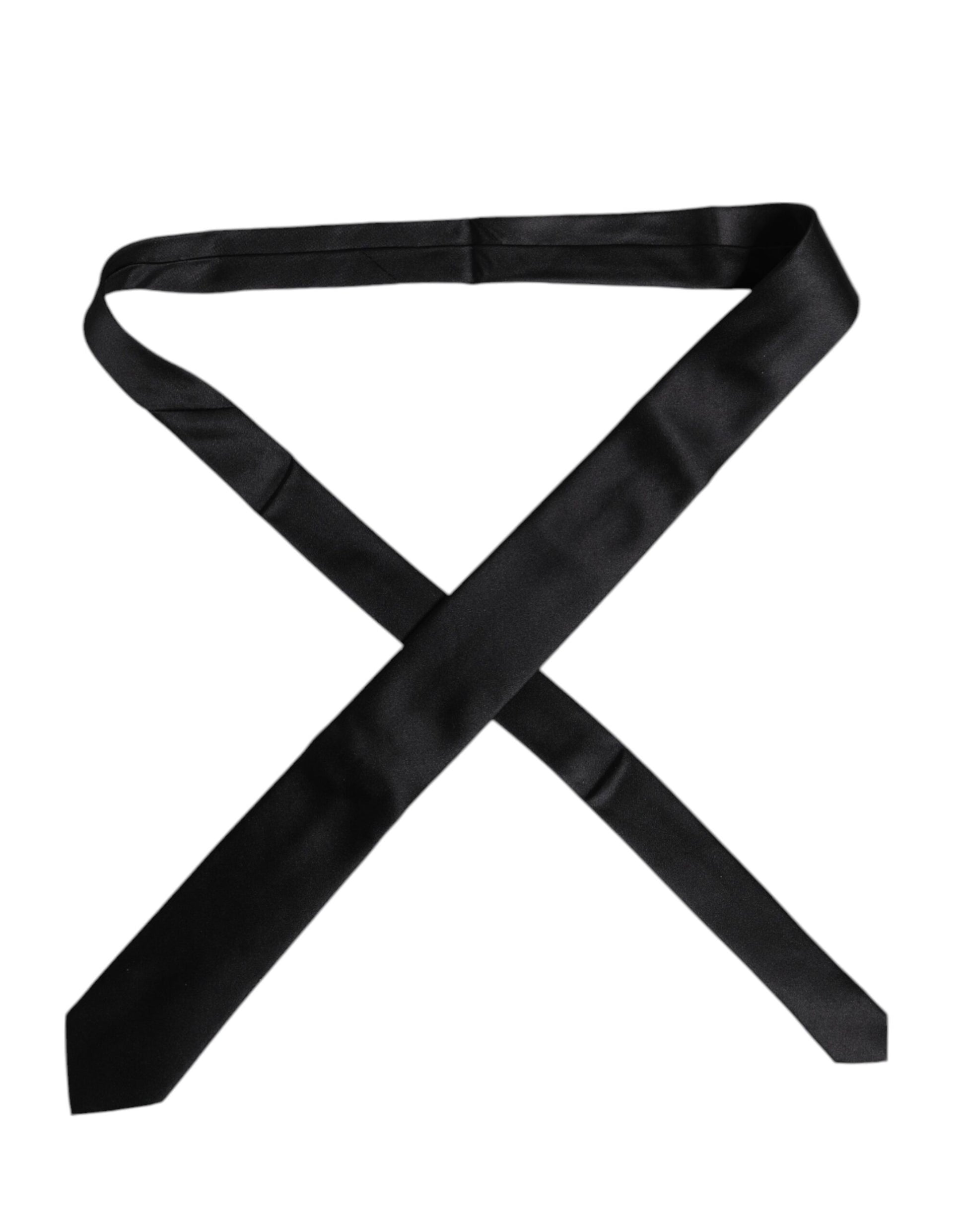 Men Black Solid Silk Adjustable Necktie Accessory Tie