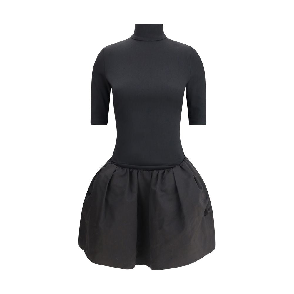 High-neck puff skirt Mini Dress