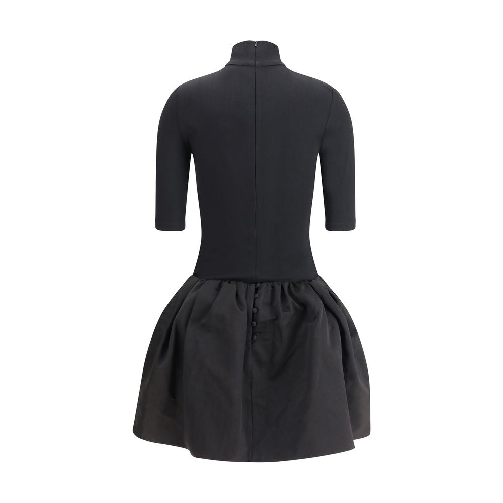 High-neck puff skirt Mini Dress