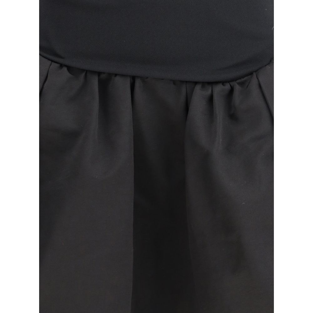 High-neck puff skirt Mini Dress