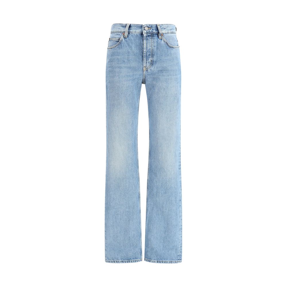 Light Blue Cotton Straight-Leg Jeans