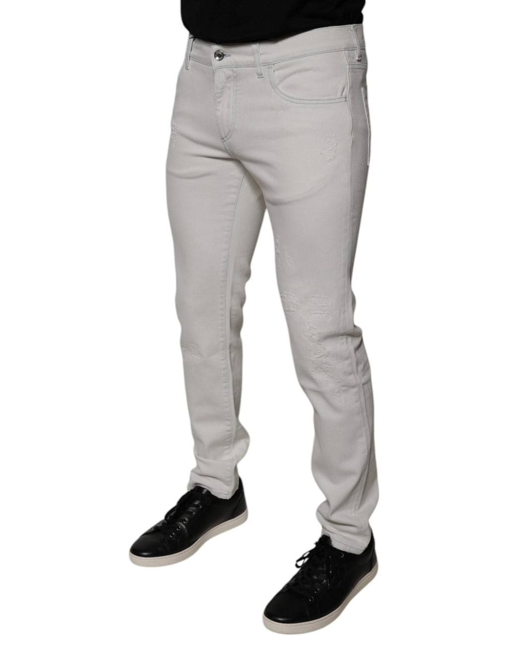 White Cotton Stretch Skinny Men Denim Jeans