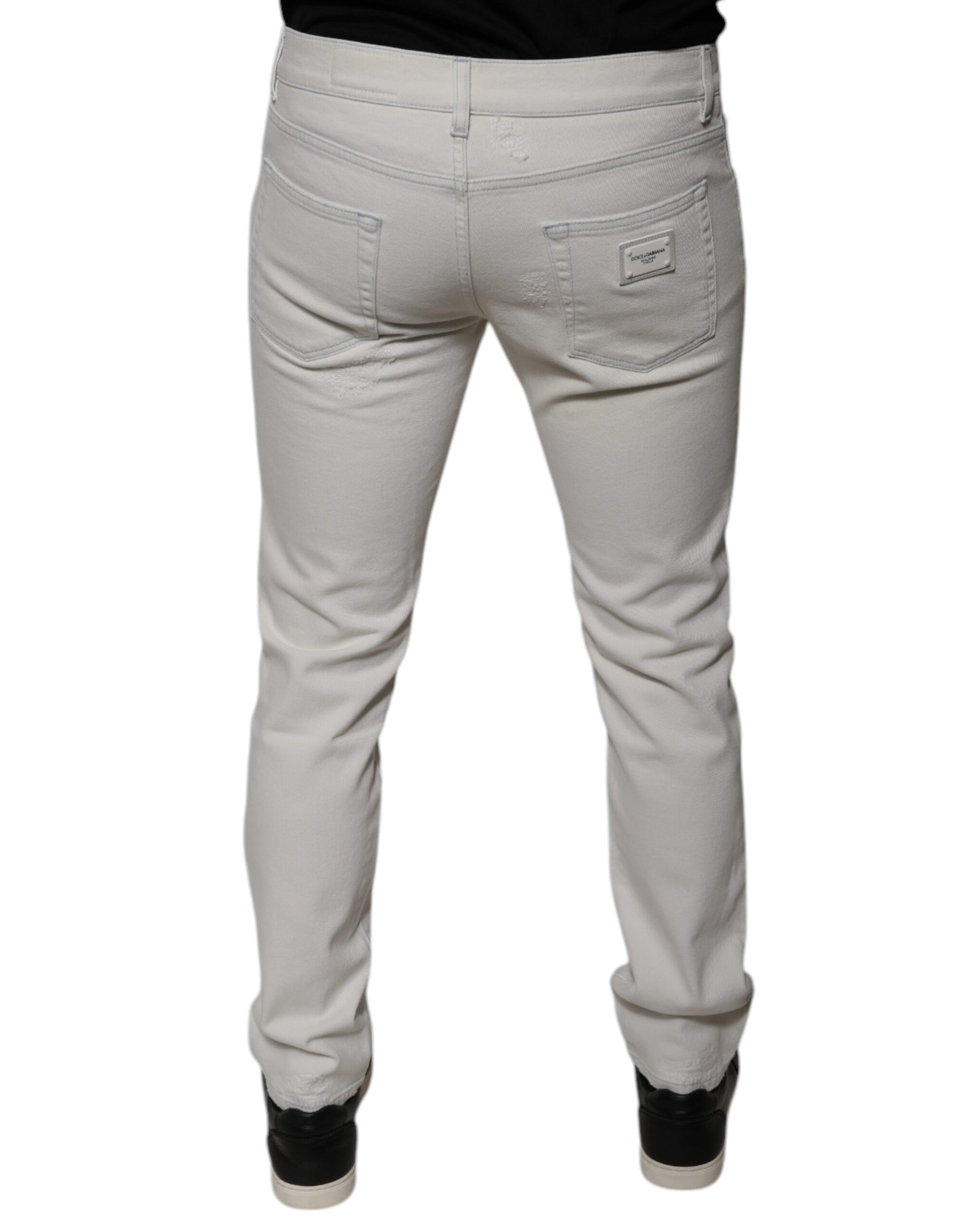 White Cotton Stretch Skinny Men Denim Jeans