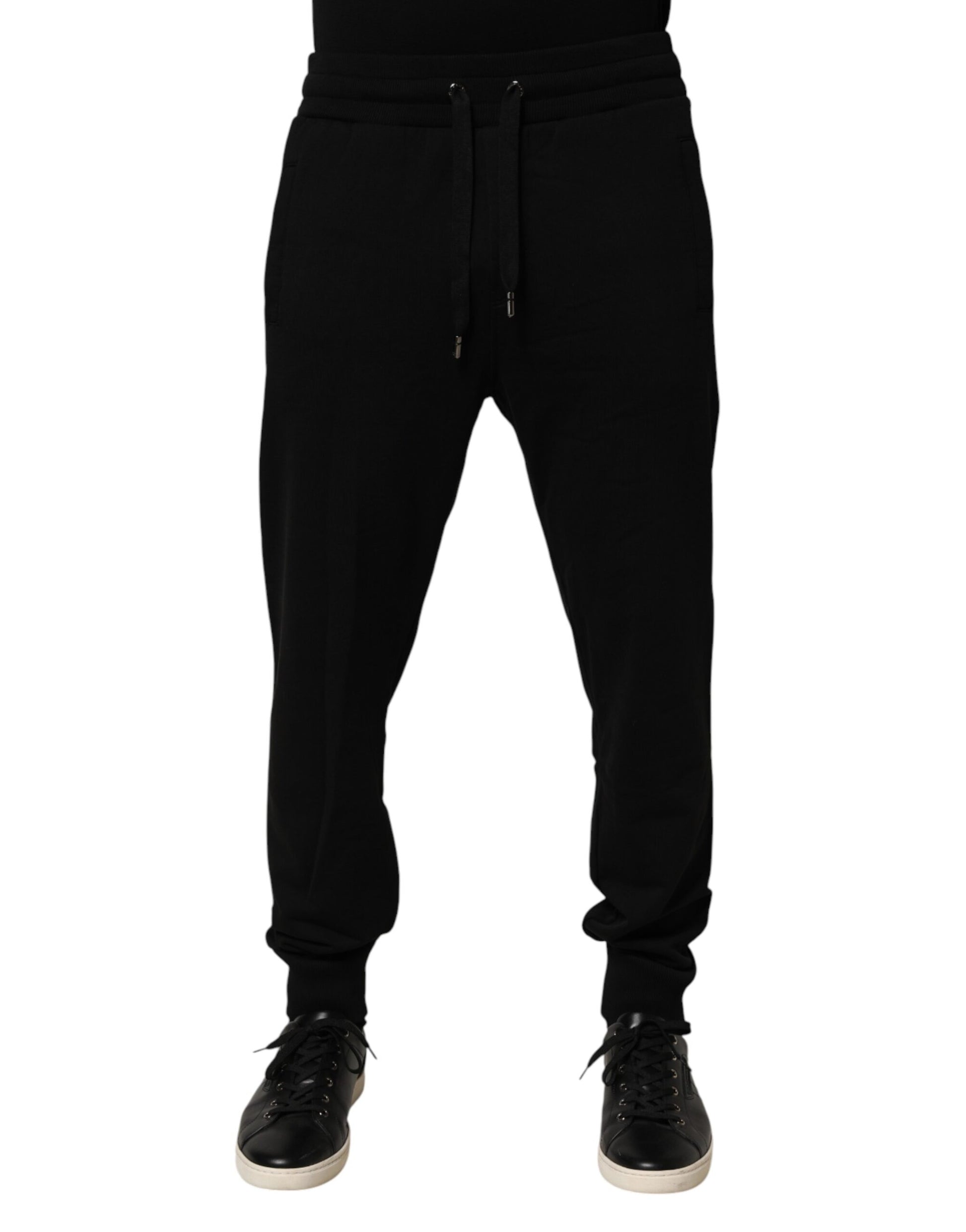 Black DG Logo Cotton Jogger Sweatpants Pants