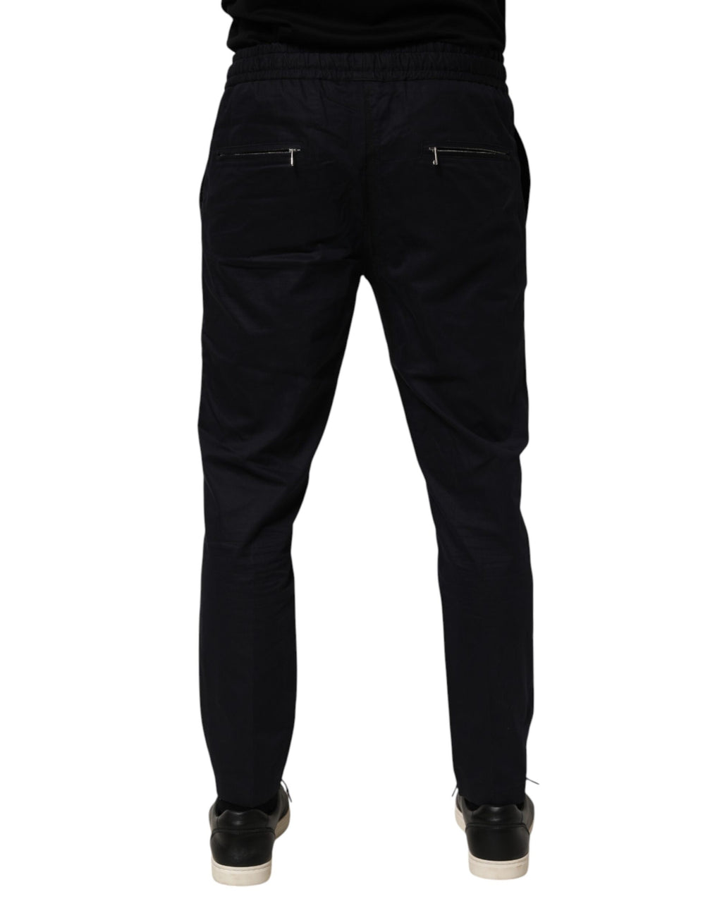 Black Mid Waist Drawstring Men Jogger Pants