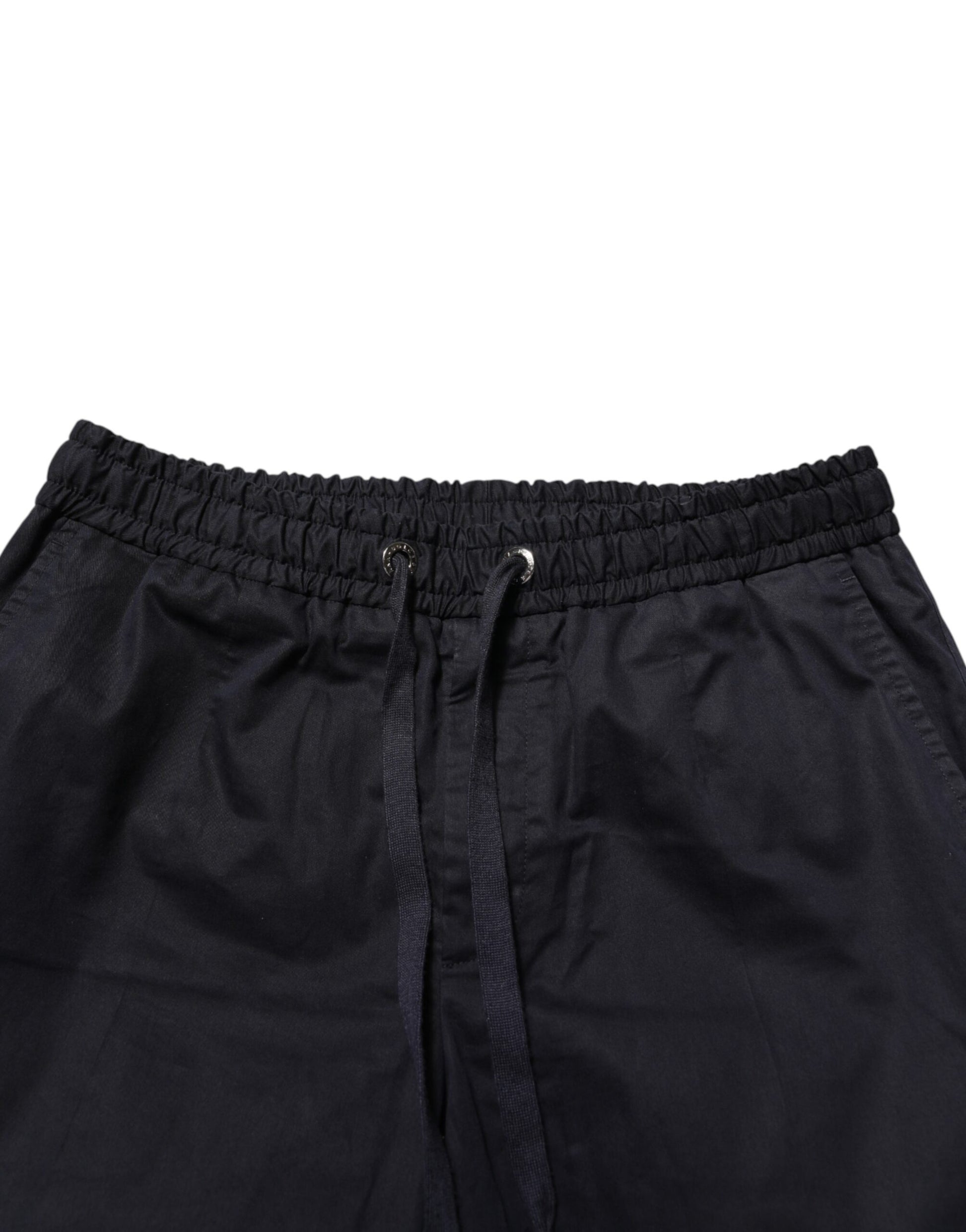 Black Mid Waist Drawstring Men Jogger Pants