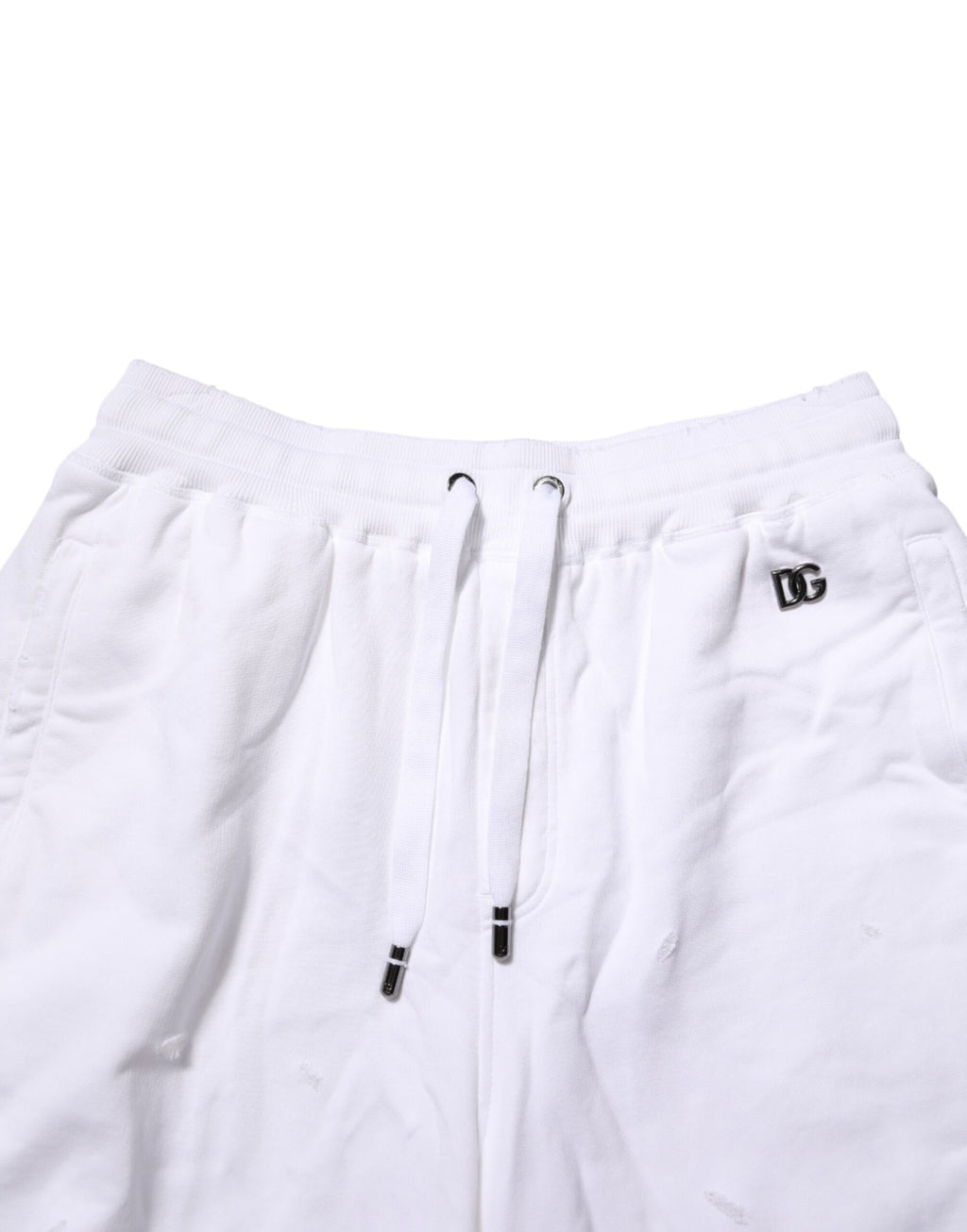 White Distressed Cotton Men Bermuda Shorts