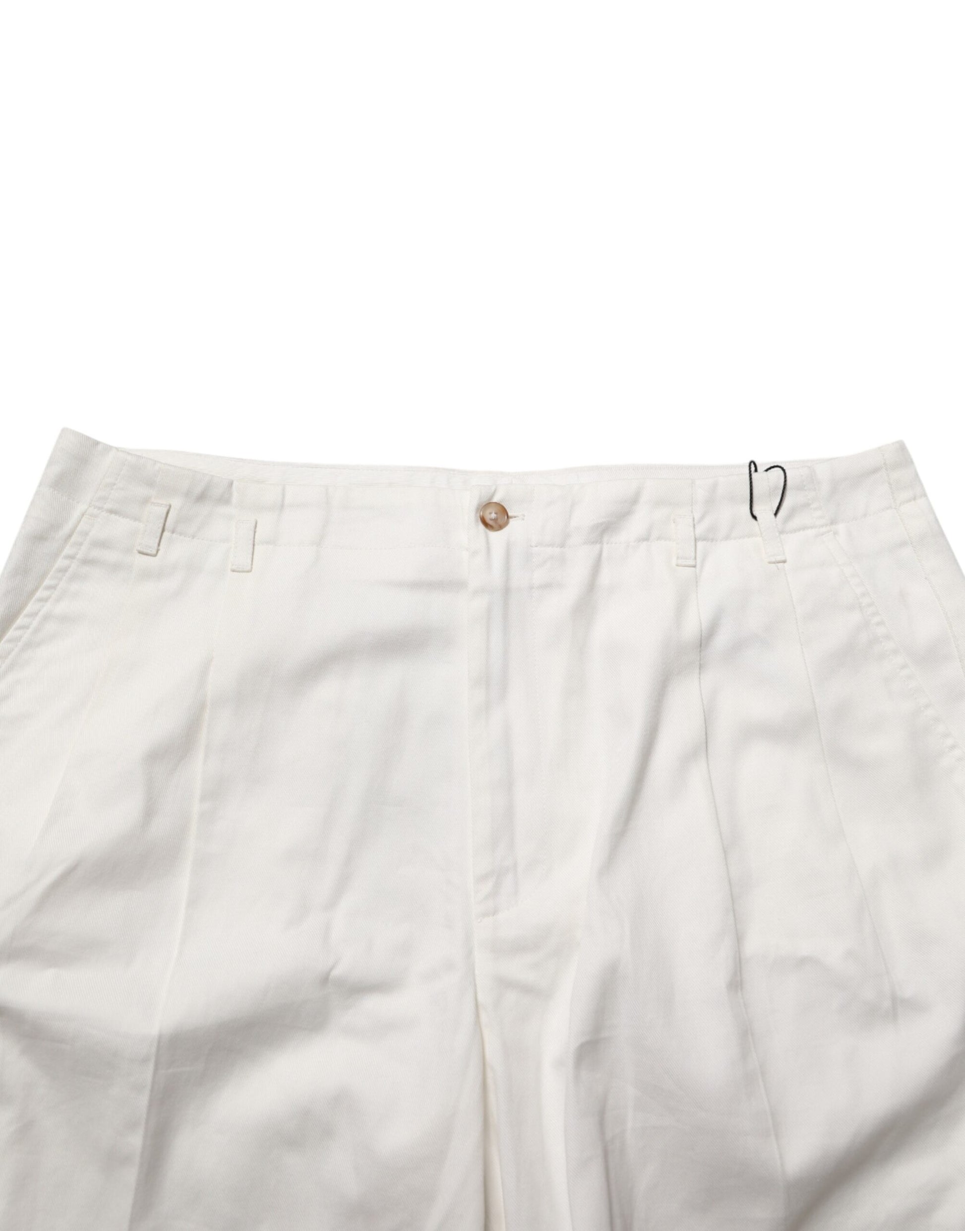 White Cotton Mid Waist Men Bermuda Shorts