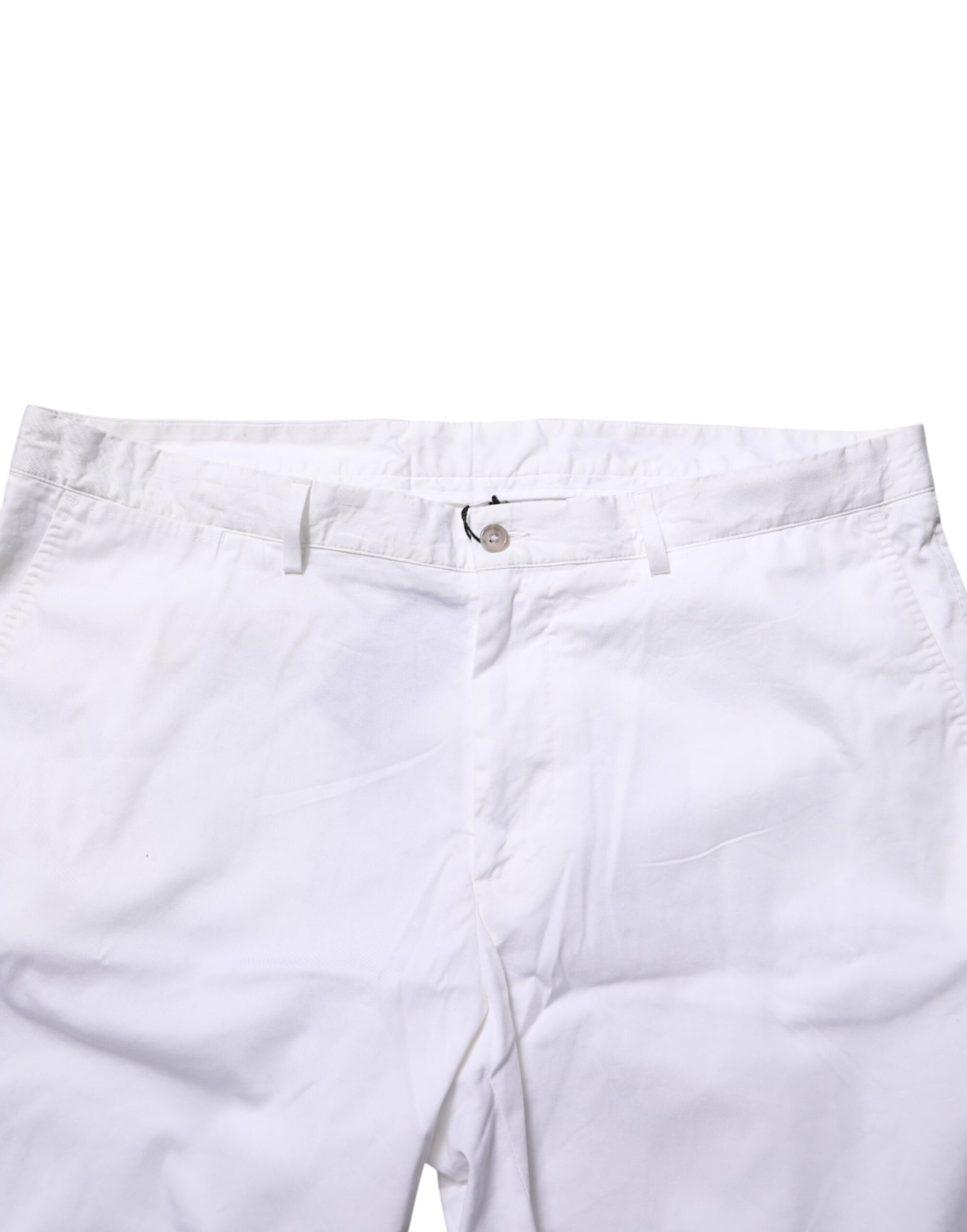 White Cotton Stretch Men Bermuda Pants