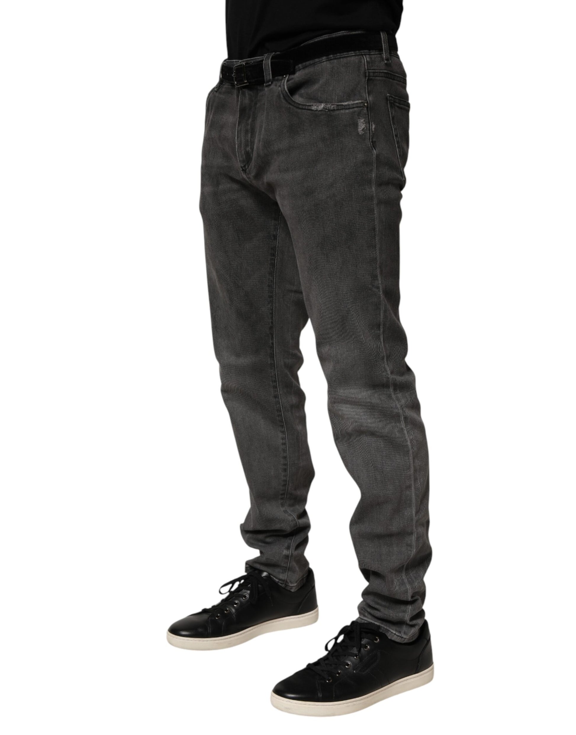 Dark Gray Cotton Skinny Men Denim Jeans