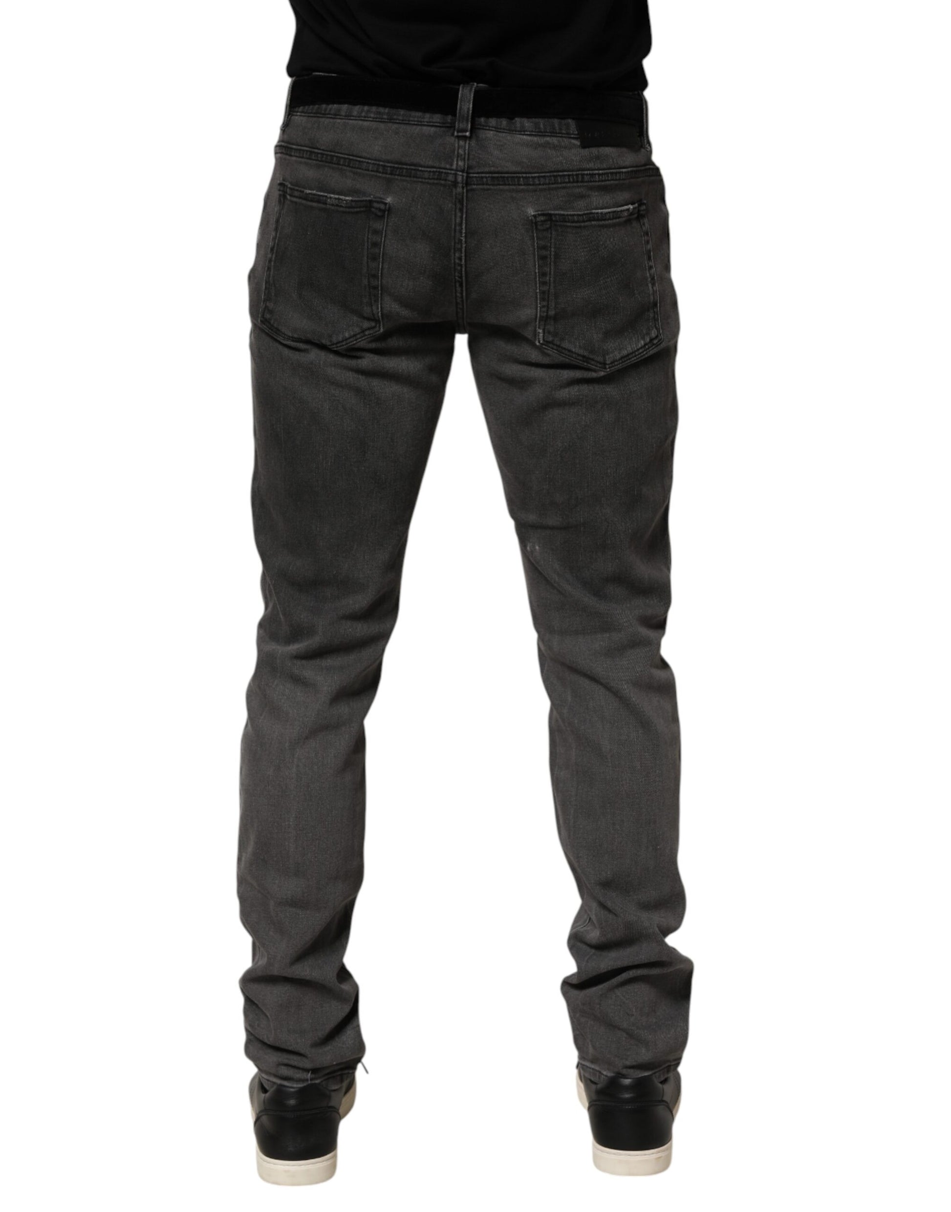 Dark Gray Cotton Skinny Men Denim Jeans