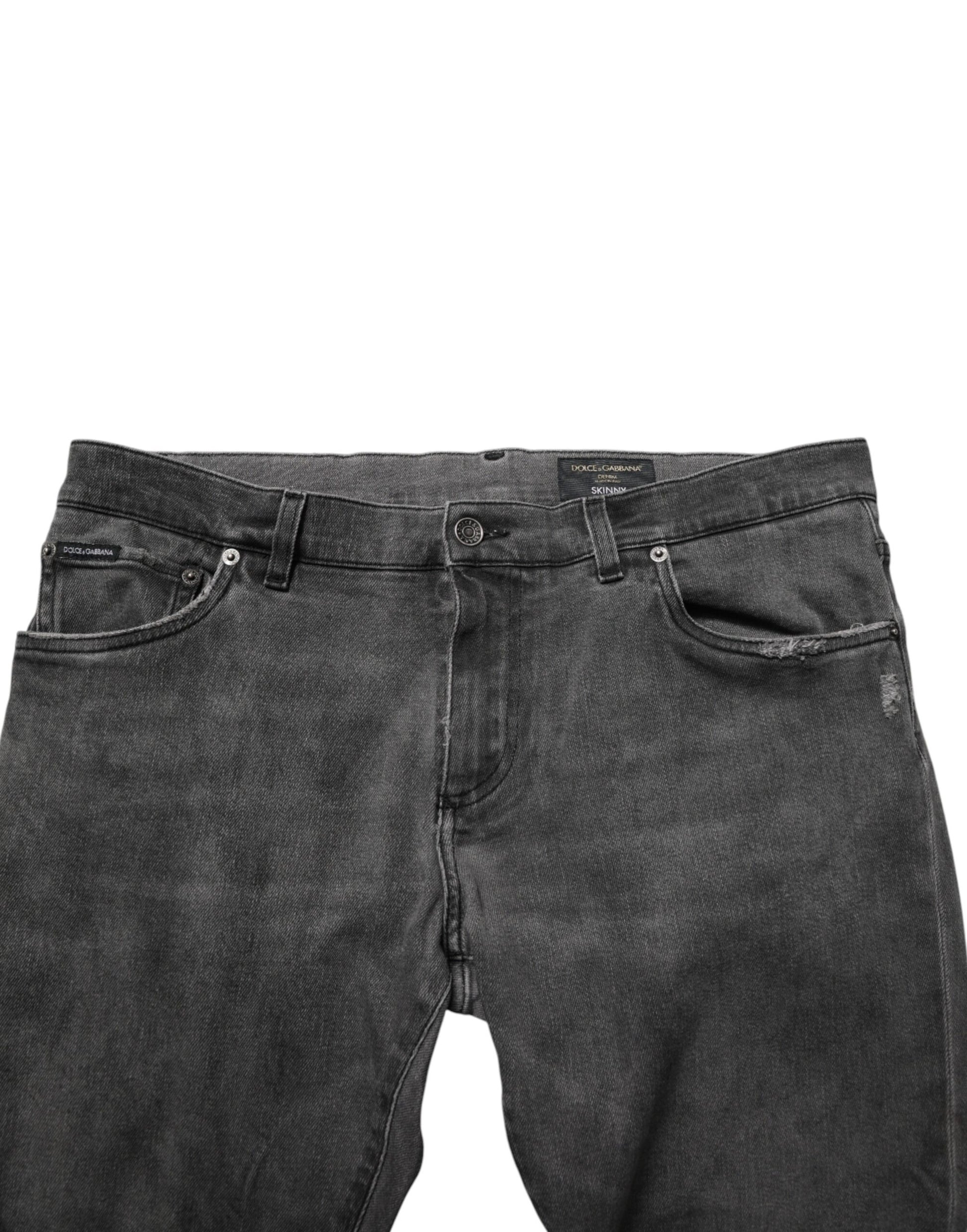 Dark Gray Cotton Skinny Men Denim Jeans