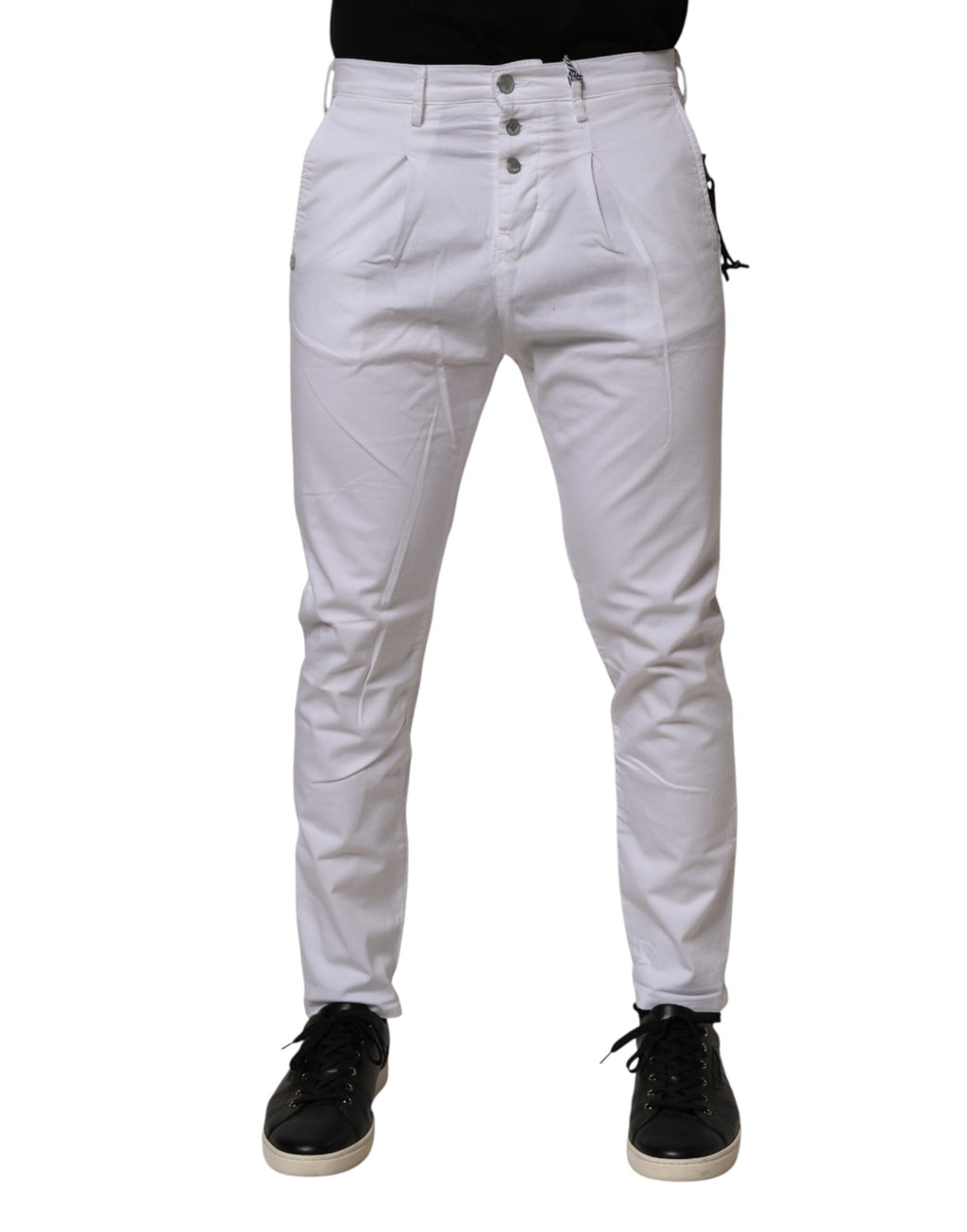White Cotton Stretch Slim Fit Denim Jeans