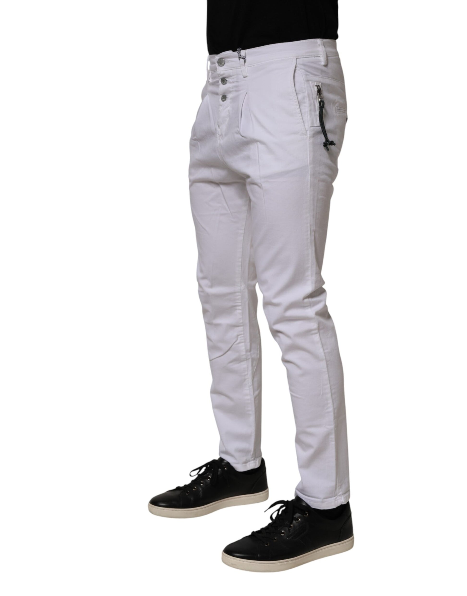 White Cotton Stretch Slim Fit Denim Jeans