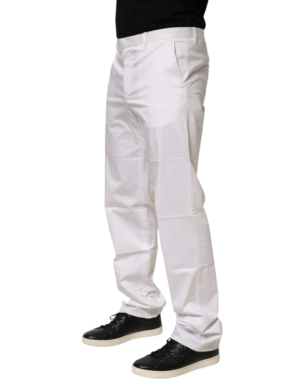 White Cotton Stretch Dress Formal Men Trouser Pants