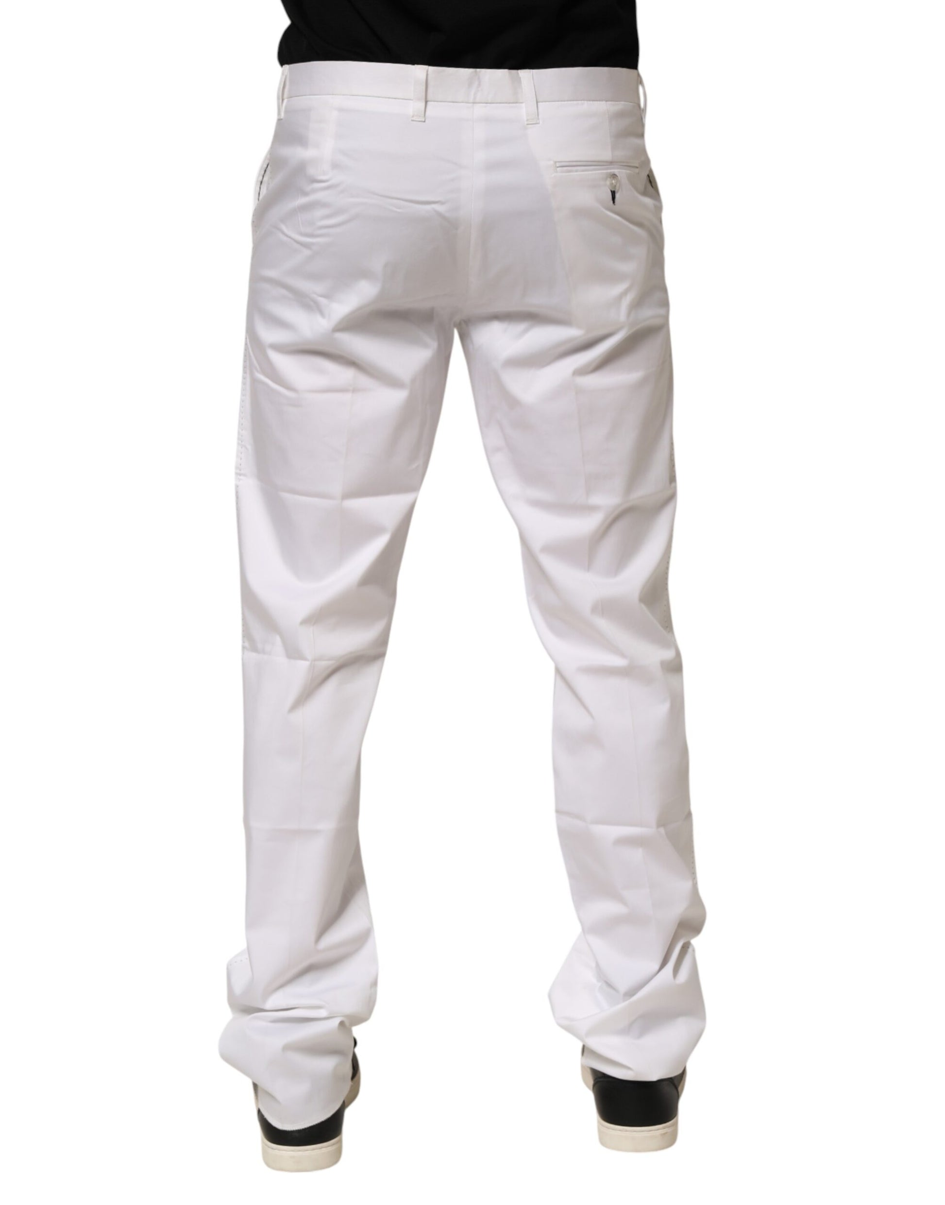 White Cotton Stretch Dress Formal Men Trouser Pants