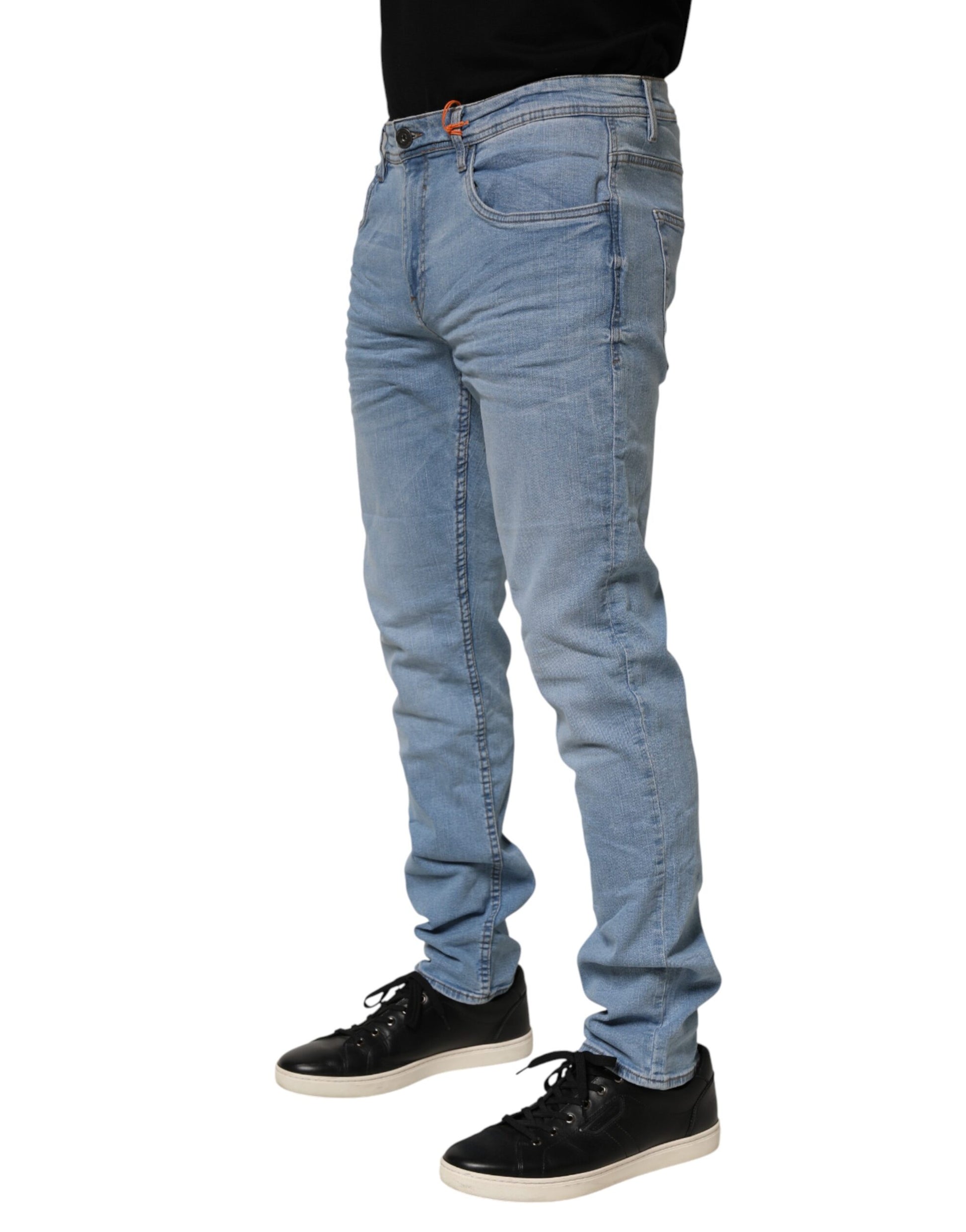Light Blue Twister Low Waist Slim Fit Men Denim Jeans