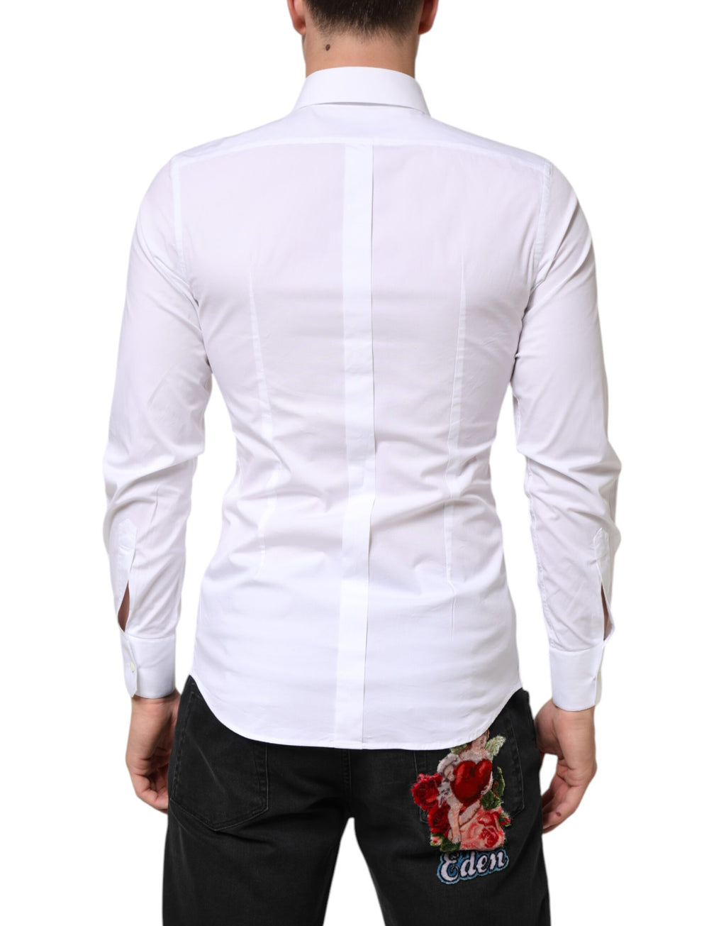 White Cotton GOLD Formal Men Dress Shirt