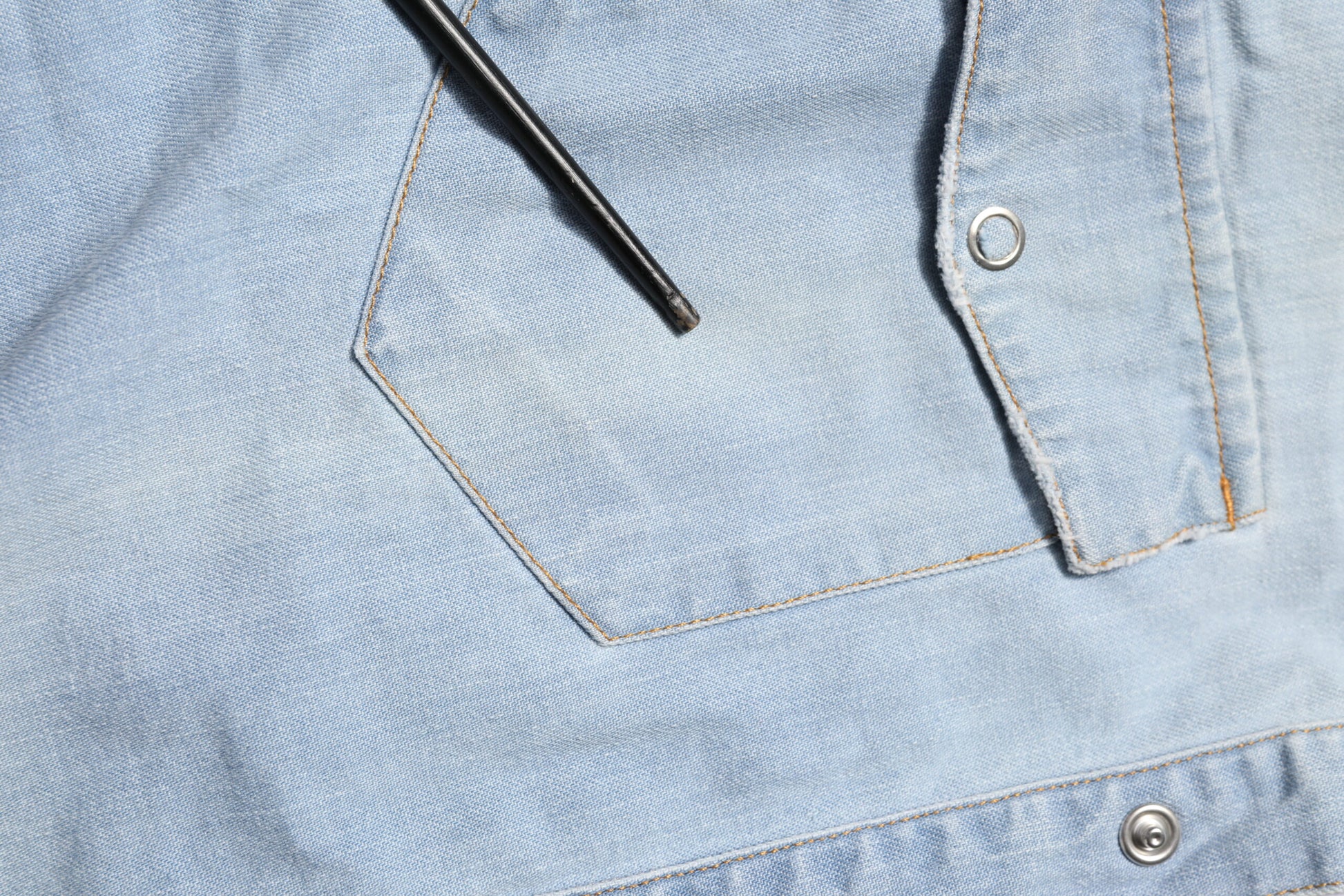 Blue Denim Collared Long Sleeve Men Shirt