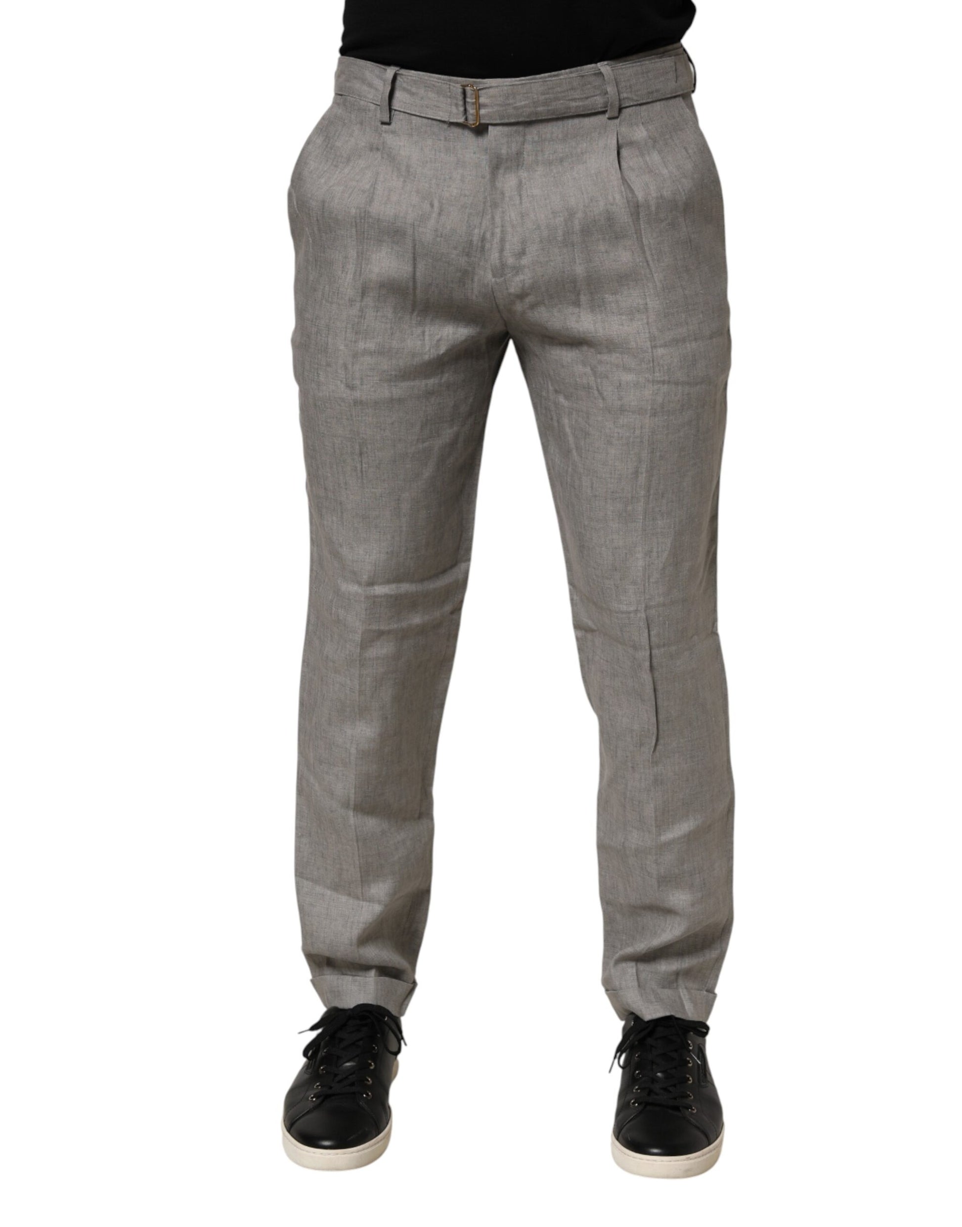 Gray Mid Waist Dress Formal Skinny Men Pants