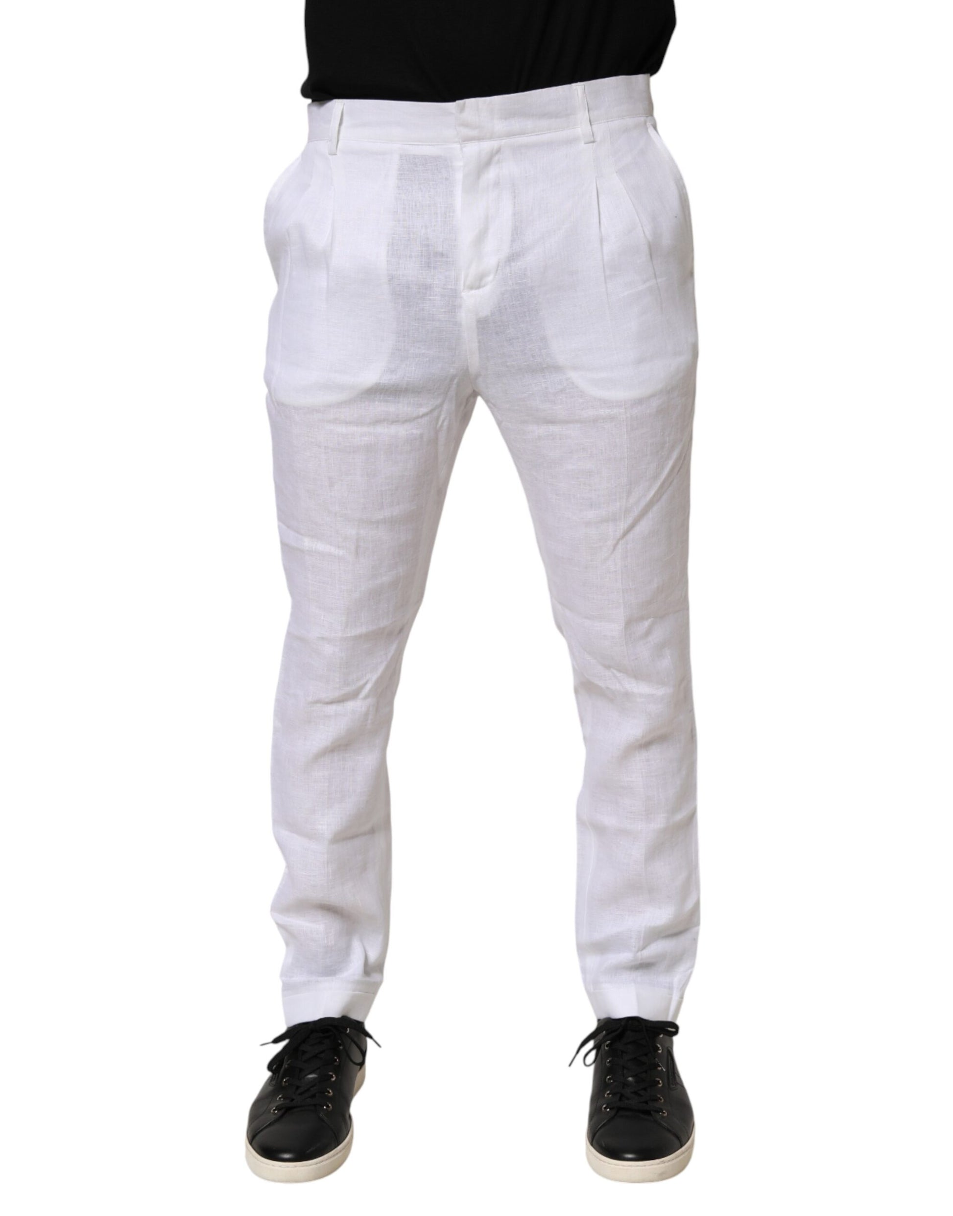 White Linen Formal Dress Trouser Pants