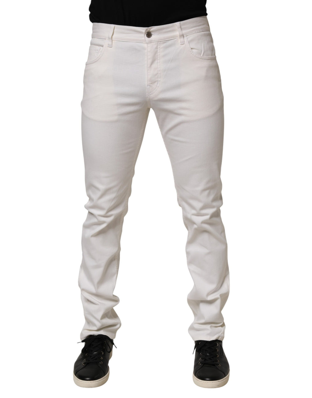 White Mid Waist Skinny Fit Denim Casual Trouser Jeans