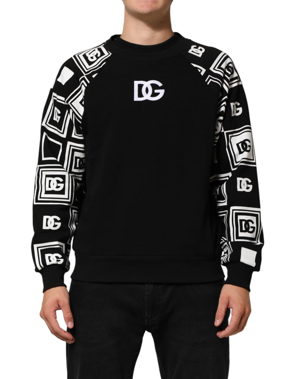 Black D&G Monogram Cotton Sweatshirt Sweater