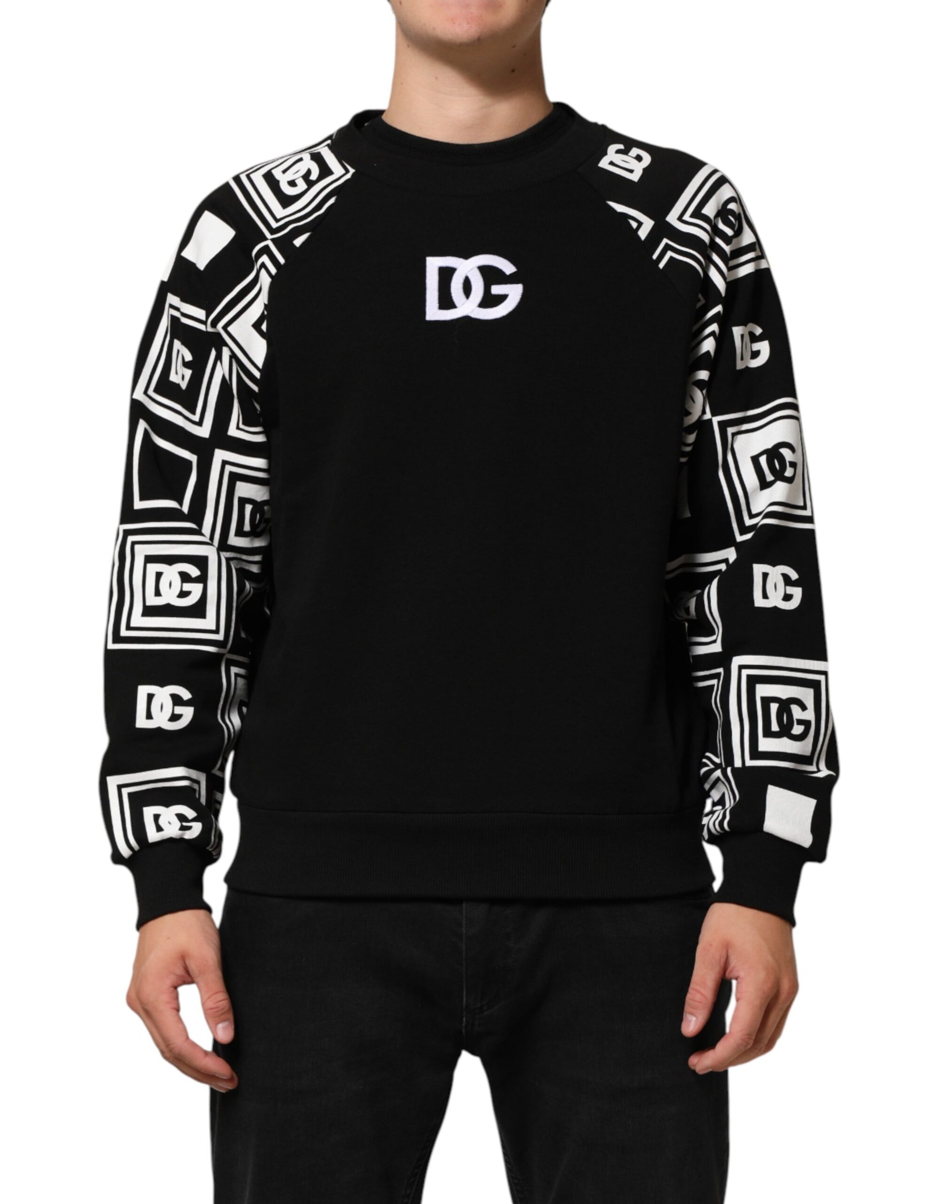 Black D&G Monogram Cotton Sweatshirt Sweater