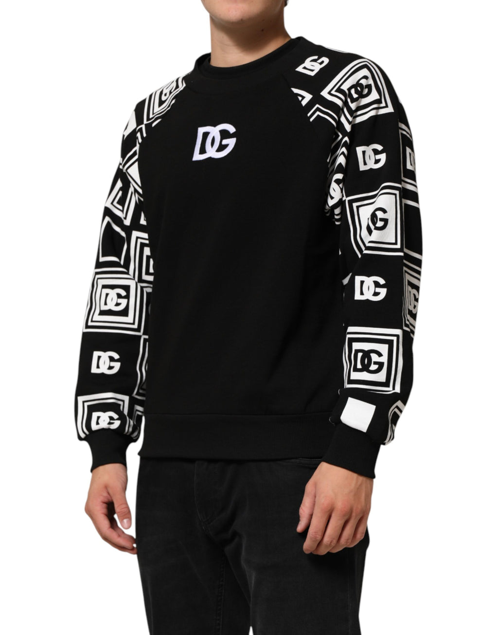 Black D&G Monogram Cotton Sweatshirt Sweater