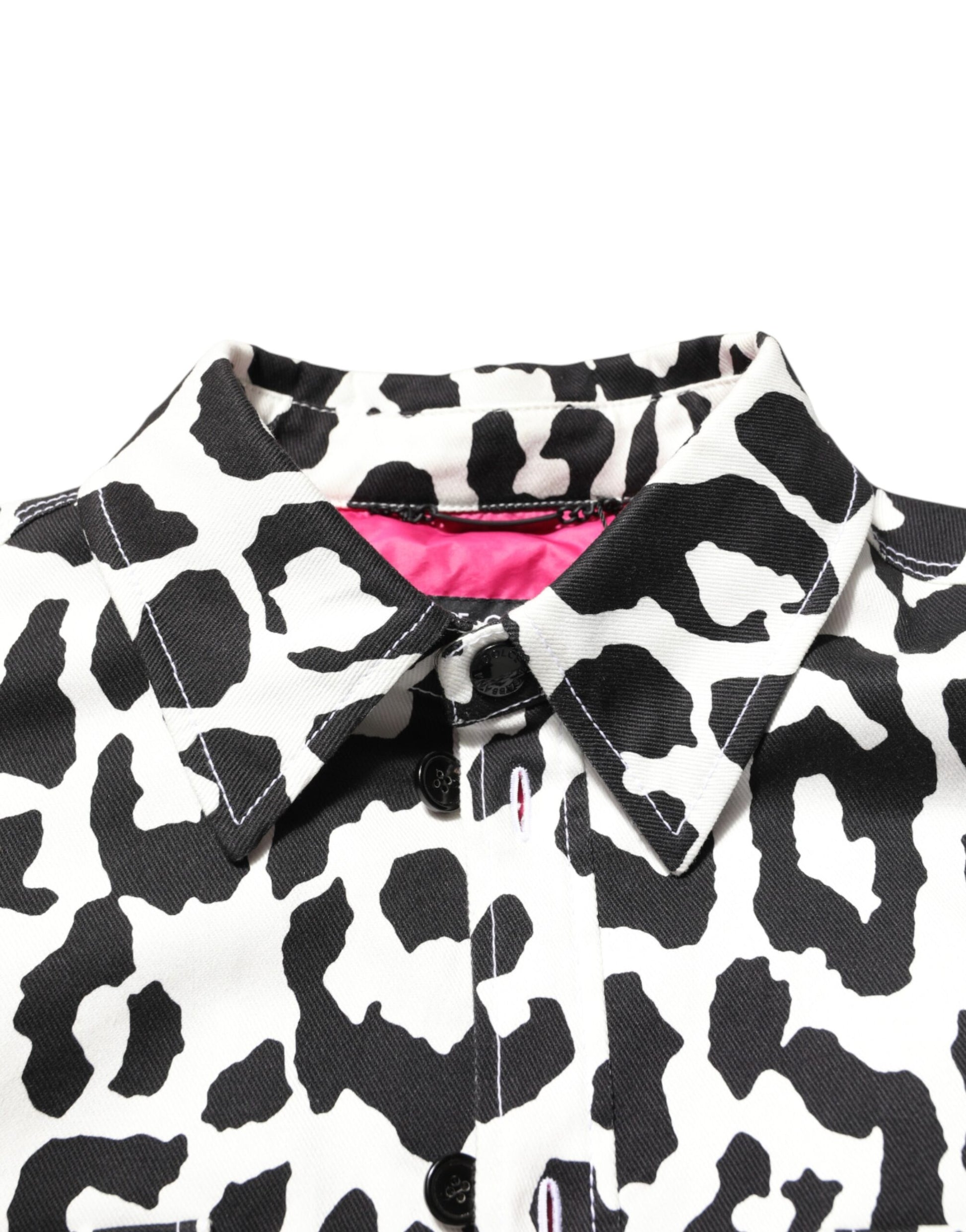 Black White Leopard Denim Blouson Sweater